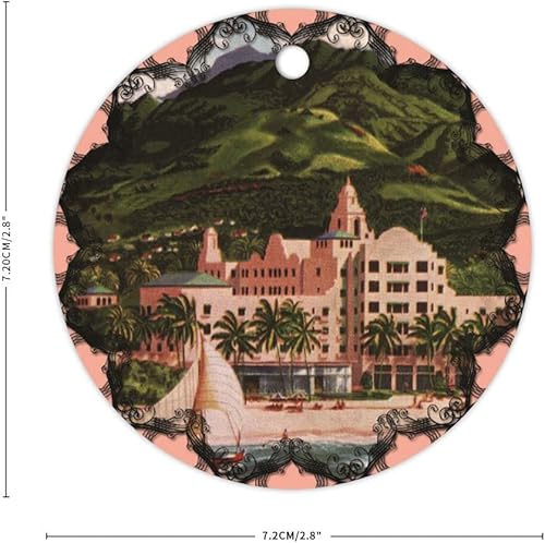 Miniatura 2 de Vinisong Adorno de cerámica colgante para árbol de Navidad, adorno de Navidad de hotel hawaiano real, adorno de Navidad, recuerdo, decoraciones