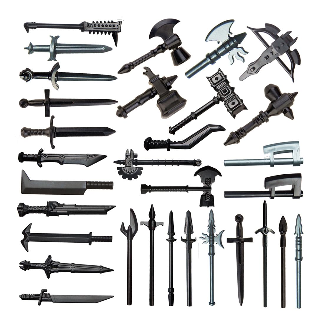 LOKLNEYK Military Weapons Set, 30PCS Medieval Weapons Accessory Pack, Compatible Minifig Armour & Combat Gear for Custom Building Block Figures (Black)