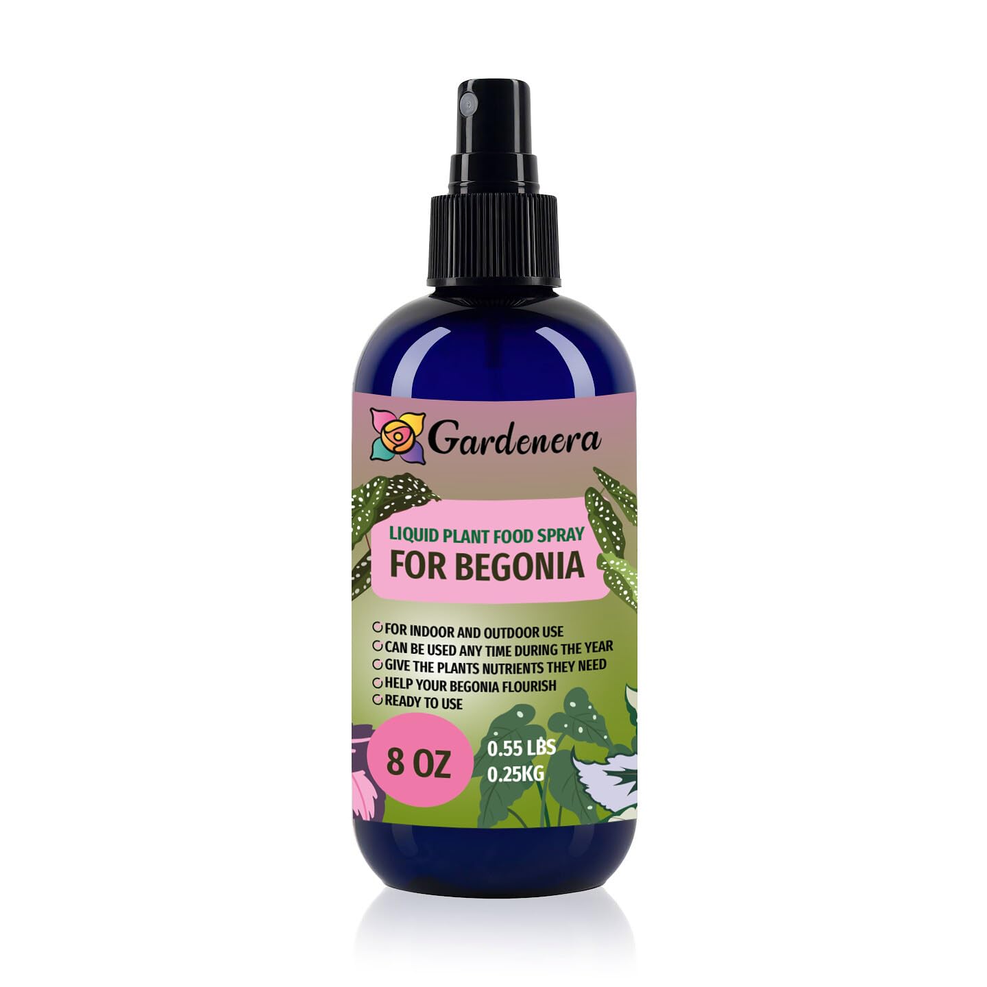 Gardenera Professional Begonia Superfood Spray Mist for Home Gardening | Micro-Fungi Enriched Fertilizer Mist for Healthy Leaves & Growth | 18