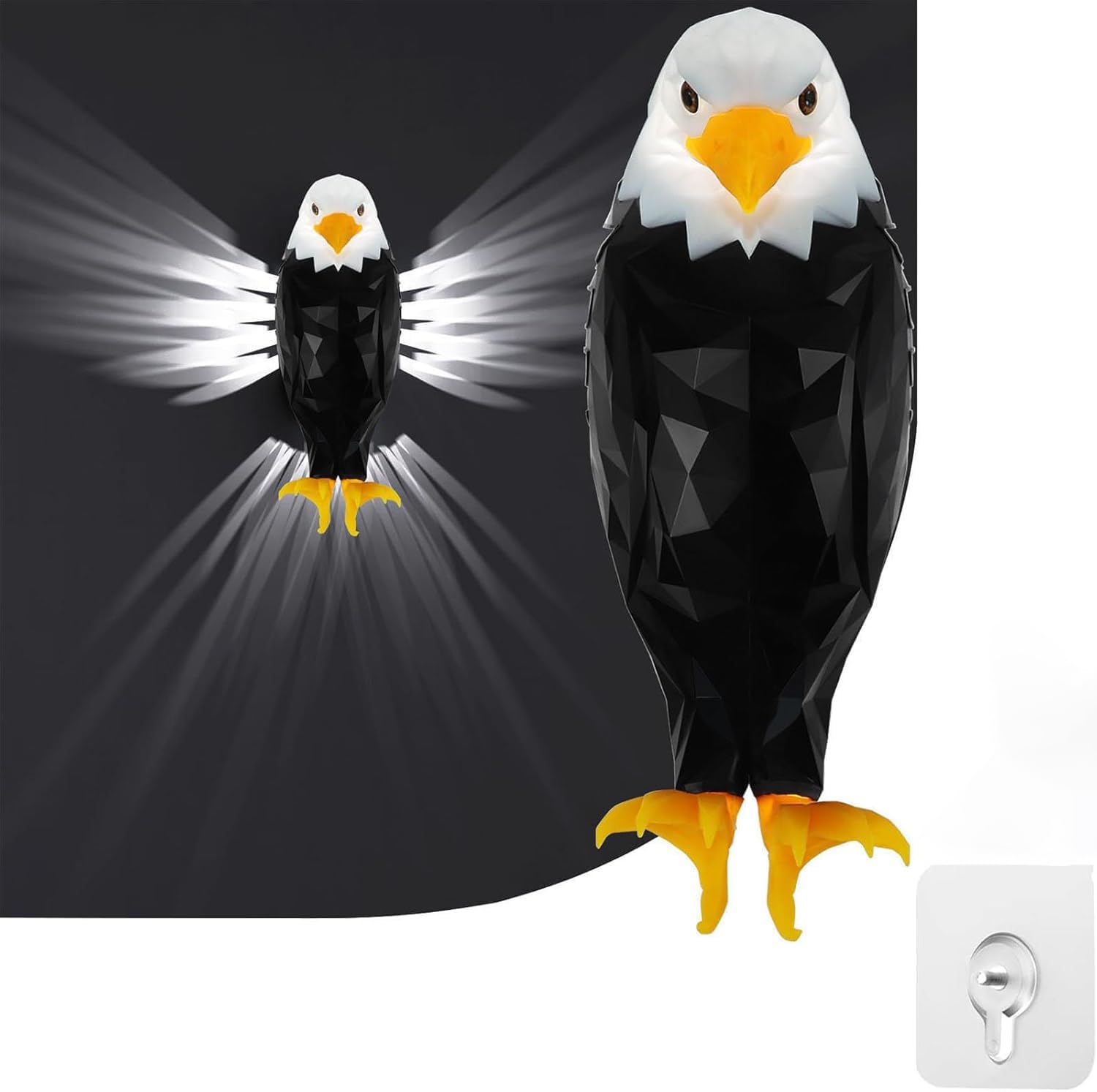 Arcanine Bald Eagle Wall Light, Led Animal Wall Light, Eagle Bird Shadow Night Lamp with Tape Hook, USB Charging, Wall Decoration Light for Bedrooms, Stairway, Hallway, Bar