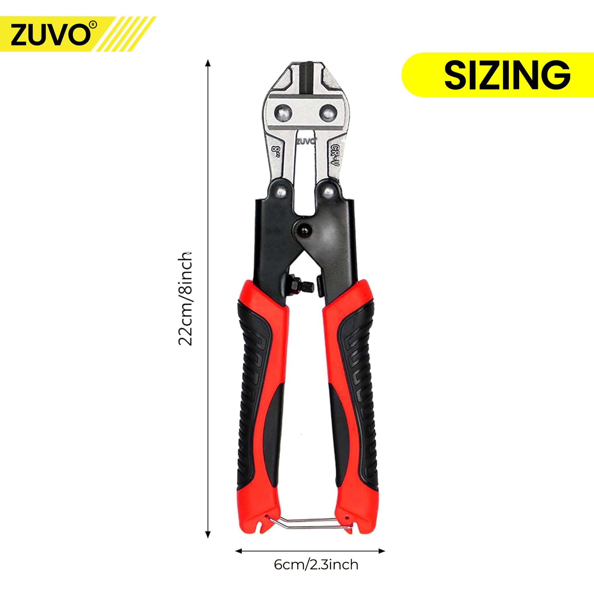 ZUVO Mini Bolt Cutter 8-Inch, Heavy-Duty Cr-V Wire & Cable Cutter - Image 2