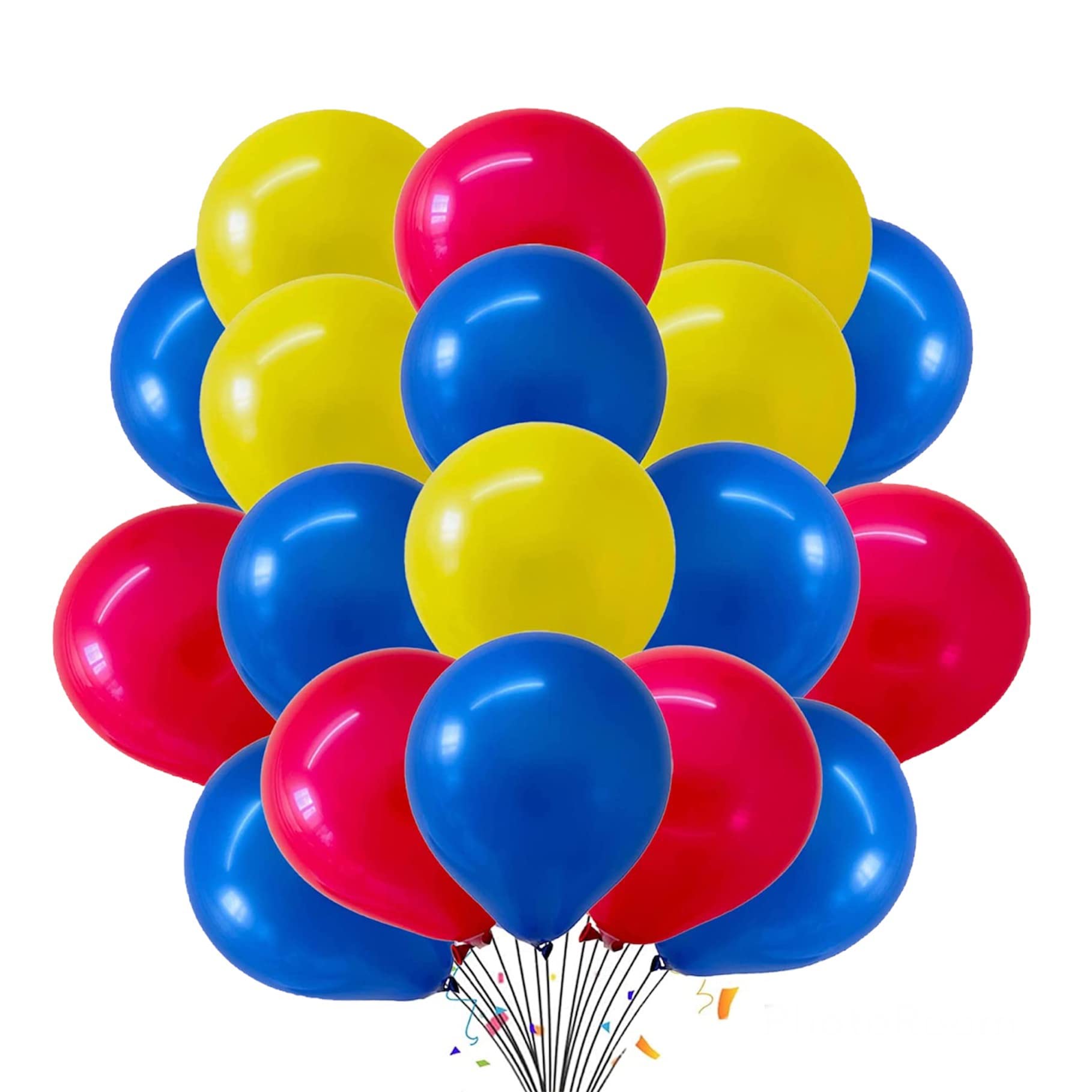 HIGHLAND 51 Pcs Red Yellow Blue Balloons for Birthday Baby Shower Bachelor Party Wedding Anniversary - Blue Red Yellow Theme Kid’s Party Decorations
