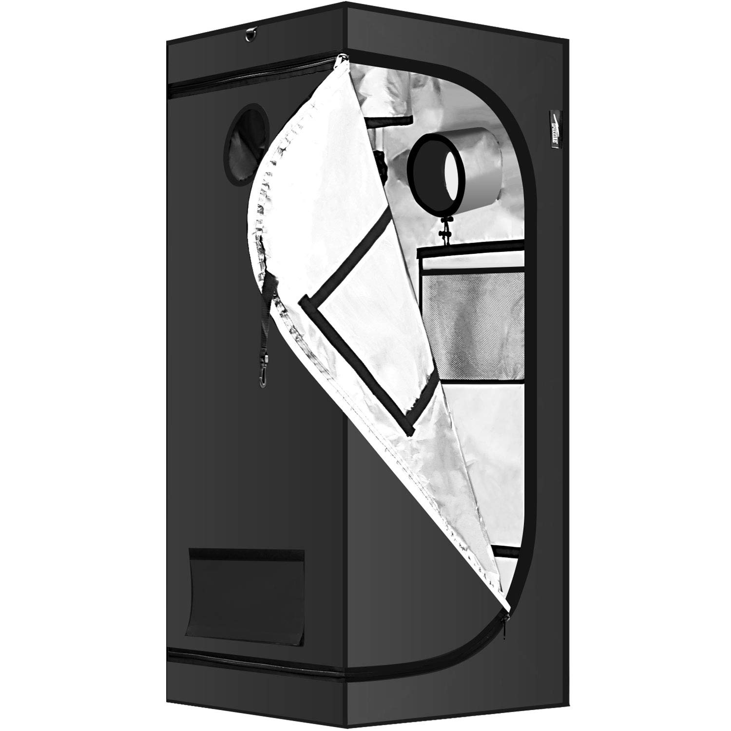 iPower 24x24x55 Mylar Hydroponic Water-Resistant Grow Tent with Observation Window and Removable Floor Tray Tool Bag for Indoor
