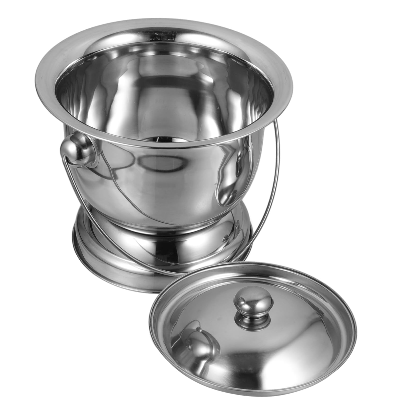NULYLU Stainless Steel Urinal Chamber Pot Lid Boys and Girls Potty Training Night Urine Holder Lidded Chamber Pot