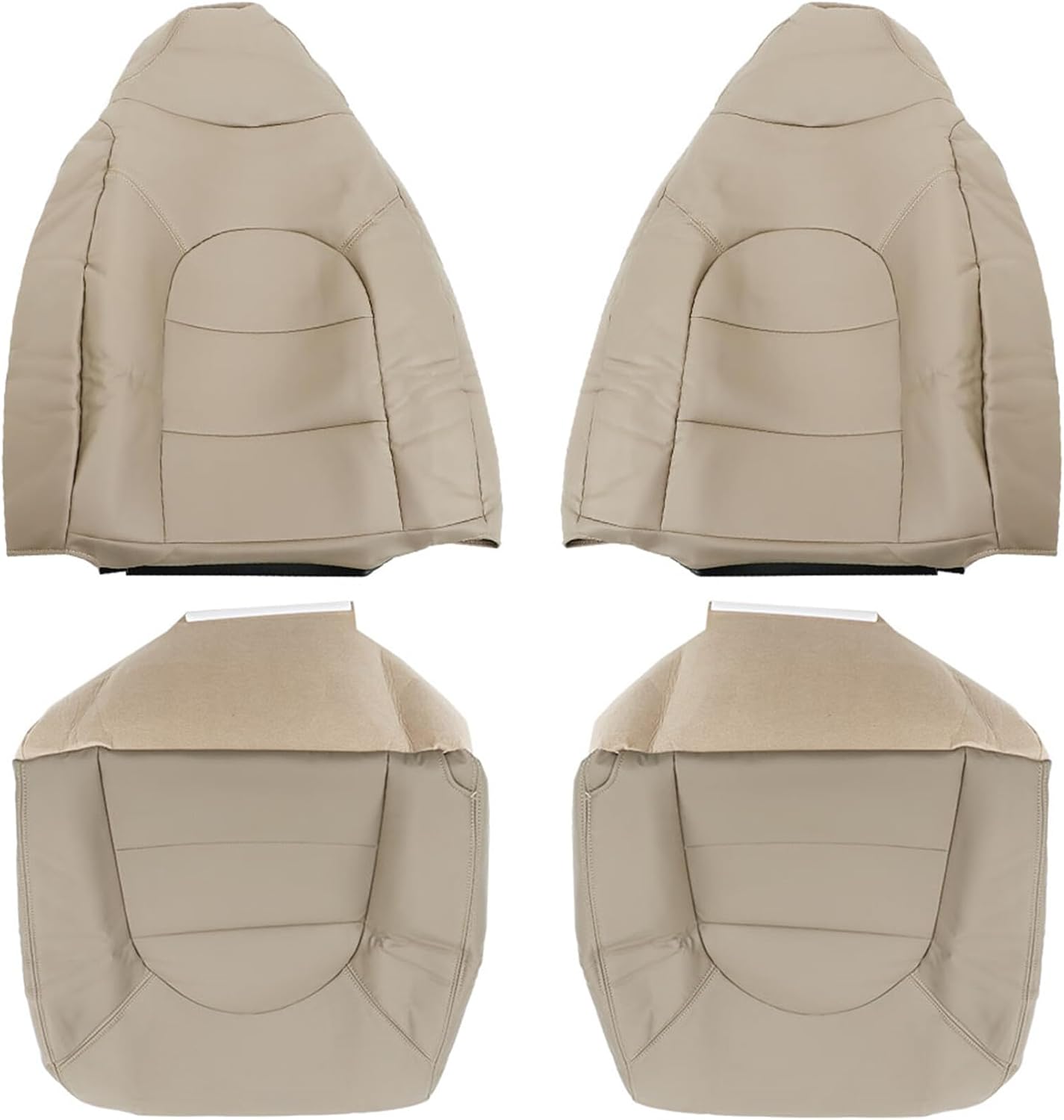 labwork Front Driver and Passenger Side Tan Artificial Leather Seat Cover Replacement for 1999 2000 F250 F350 F450 F550 Lariat