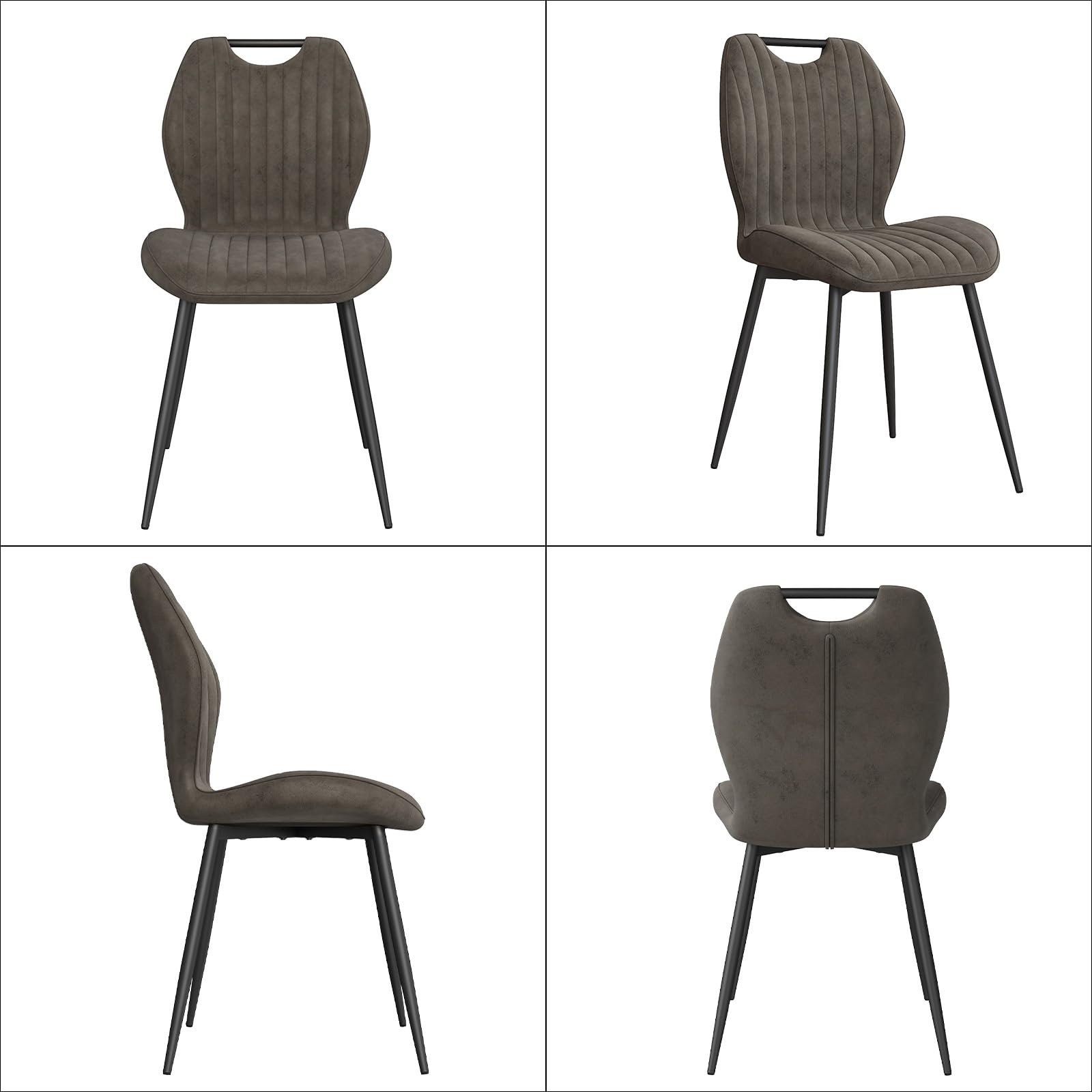 LEWE Esszimmerstühle 4er Set, Küchenstühle, Stoff-Polsterstühle, Taupe
