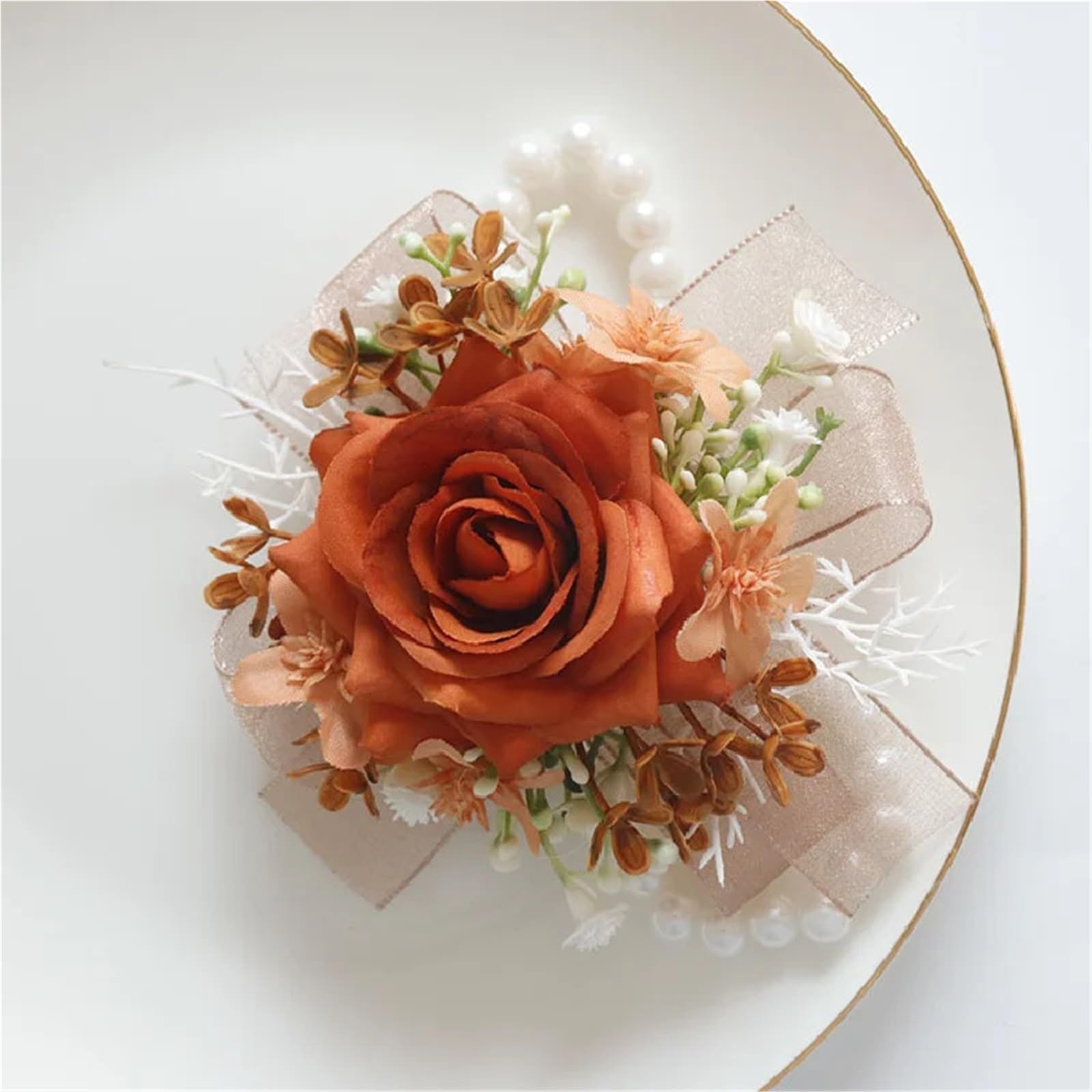 Ansteckblume BräUtigam Hochzeit Blumenstrauß Künstliche Blume Geschäftsfeier Eröffnungsgast Corsage Boutonniere Überreichte Orange | Handed flower