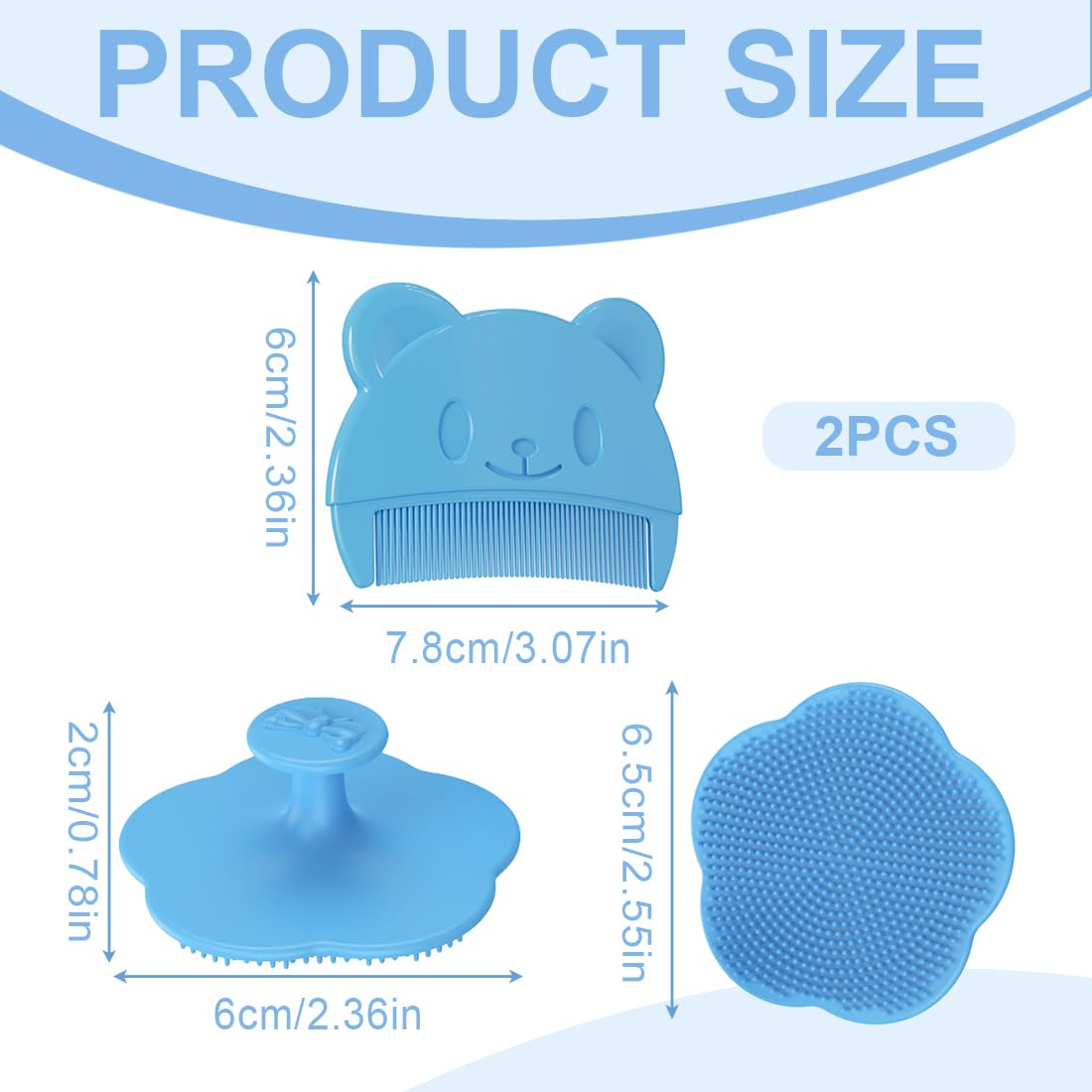SGERUFZ 2 pezzi pettine per rimuovere crosta lattea del bambino, morbido in silicone, spazzola e pettine per bambino, spazzola shampoo + pettine per la tua ragazza