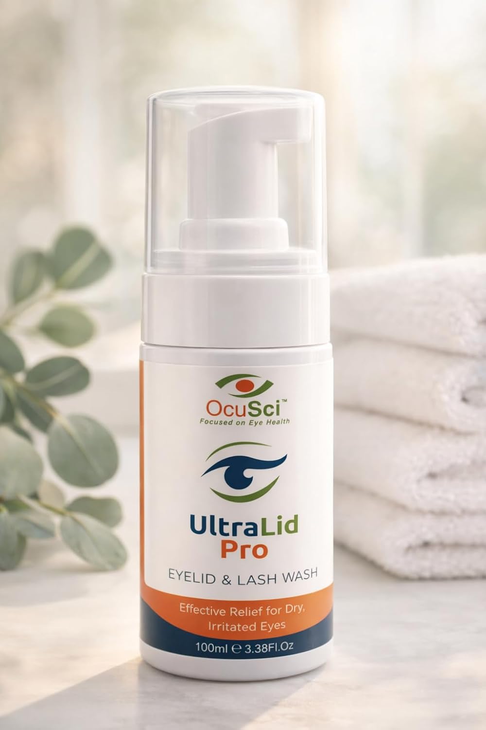 UltraLid Pro Eyelid and Lash Wash Foam, 3.38 fl oz – Tea Tree Oil & Okra Eyelid Cleanser for Gentle Daily Lid Cleansing – Grape Seed Oil, Licorice Root - Preservative Free, Lasts 2-3 Months