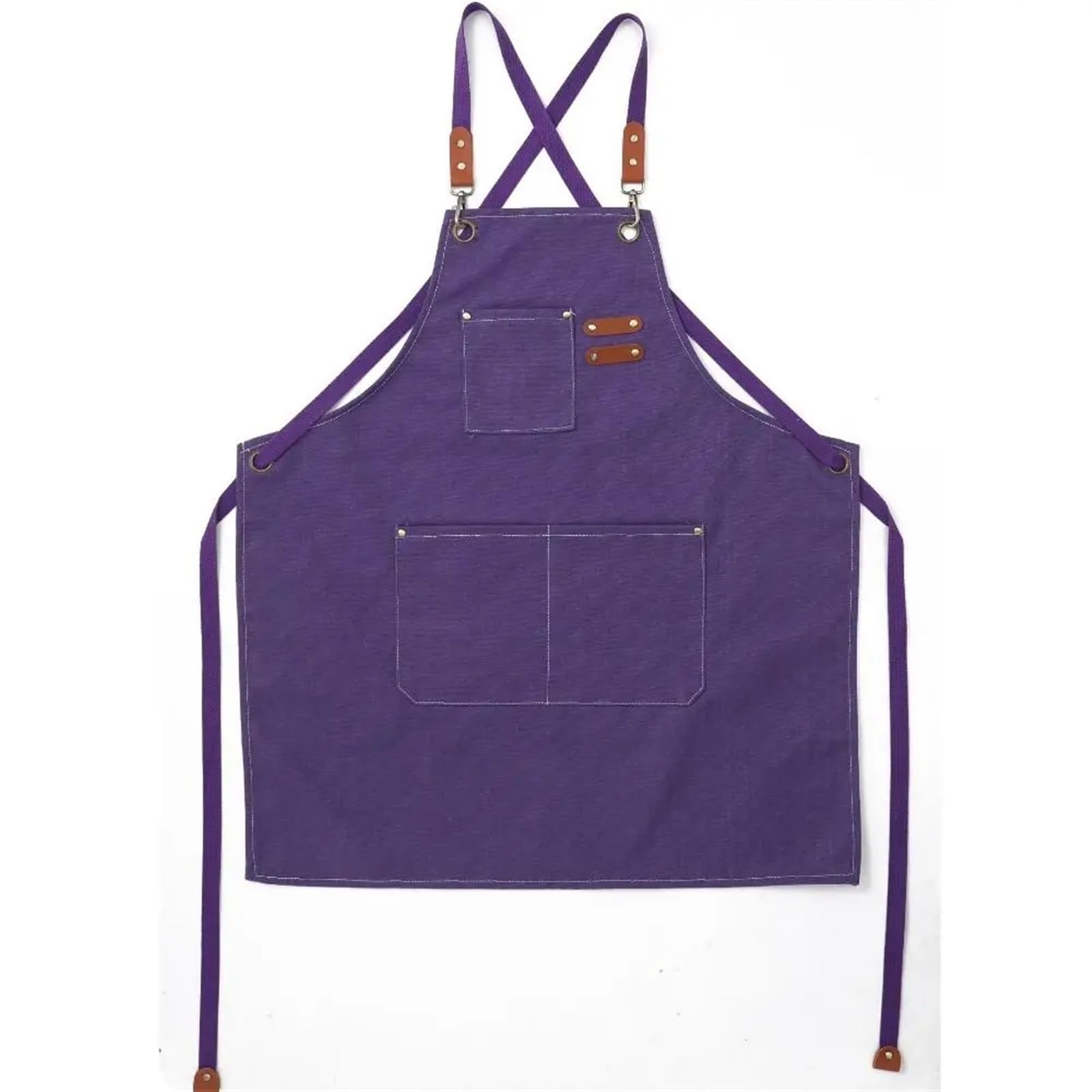 Grembiule in denim di tela addensata Grembiule da barista Cucina Ristorante Lavoratore Barbiere Falegname Fiorista Grembiule for donna Uomo(Purple)