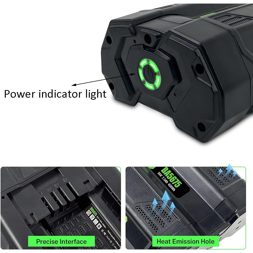 Akumulator litowo-jonowy 56 V 7,5 Ah zamiennik akumulatora EGO 56 V do LB5302 LB4800E ZT4204L HT65004 CS1800 BX1000 LM2156SP