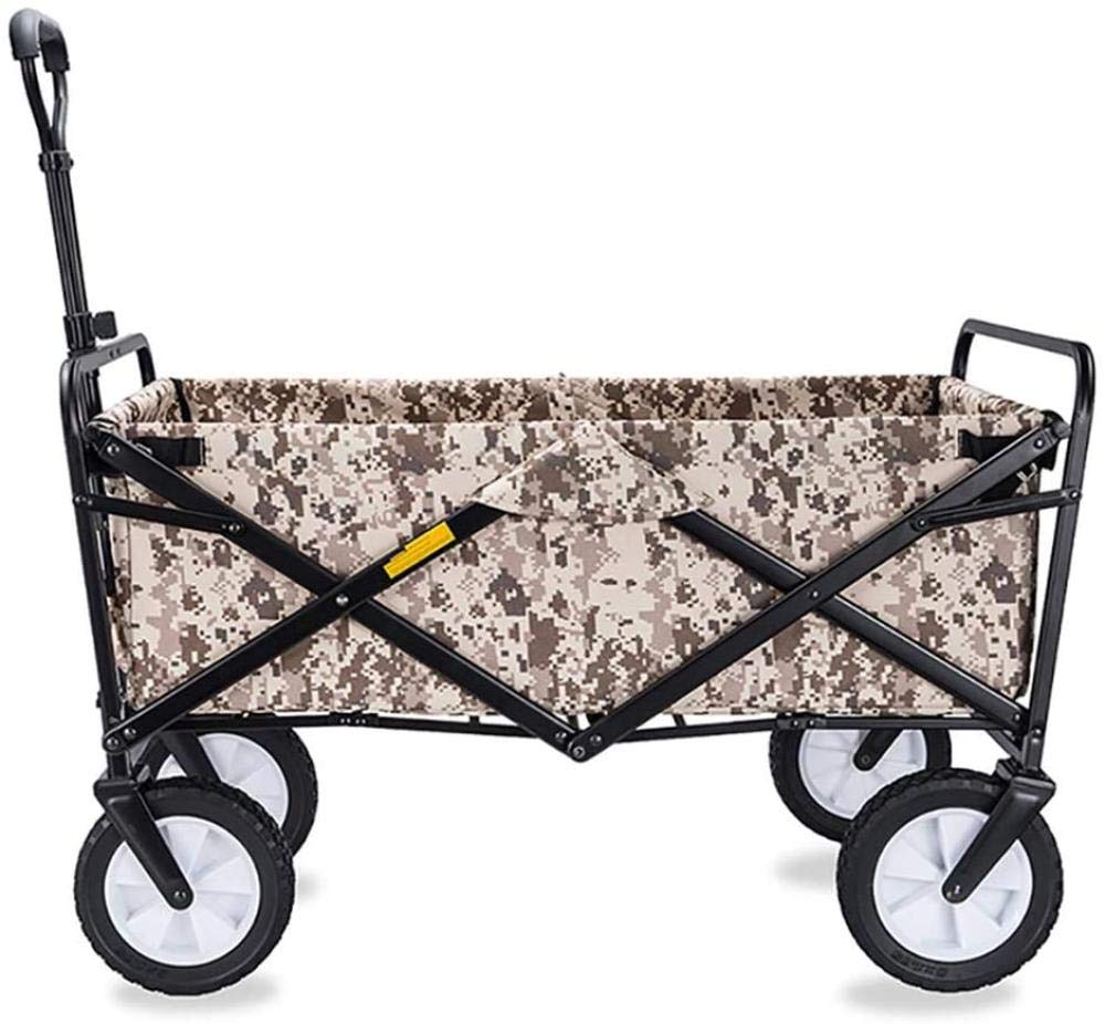 Push Cart Lightweight Lightweight and Strong Folding Garden Cart Trailer Trolley Handcart with 4 Off-Road Wheels Capacity 80 Kg A: Purple-c:Brown