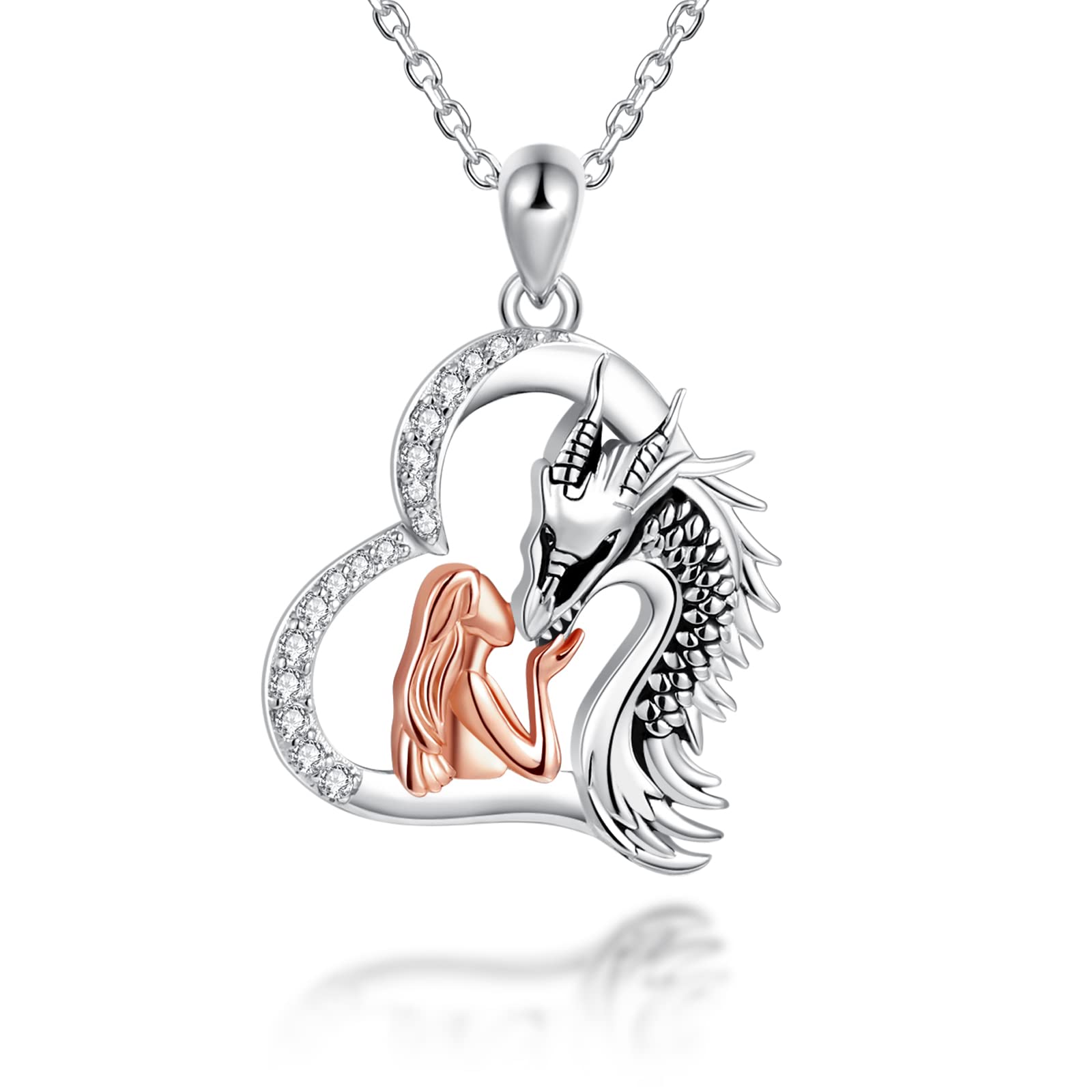 ZLILIJANMother Daughter Necklace 925 Sterling Silver Mermaid/Lucky Elephant/Panda Animal Necklace moon pendant Love you forever Jewelry Gifts for Women Grandmother Mom Daughter Wife