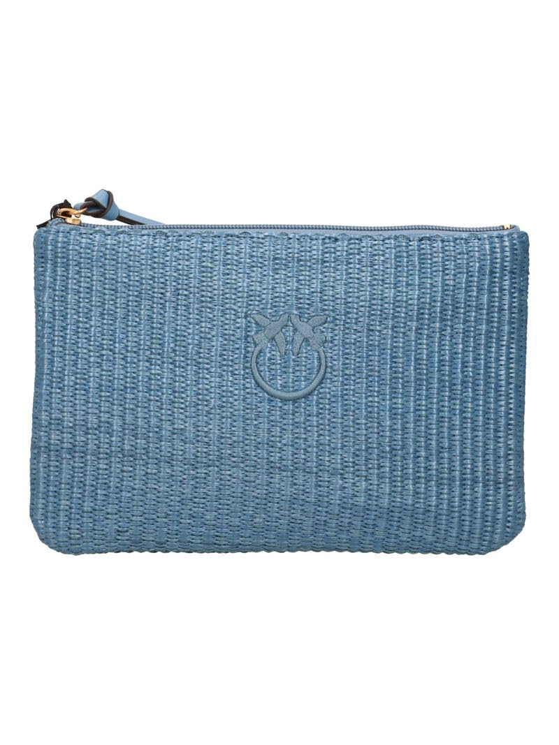 Pinko Bag Pochette in Rafia Art. 106763A39Y (E5YQ - Light Blue)