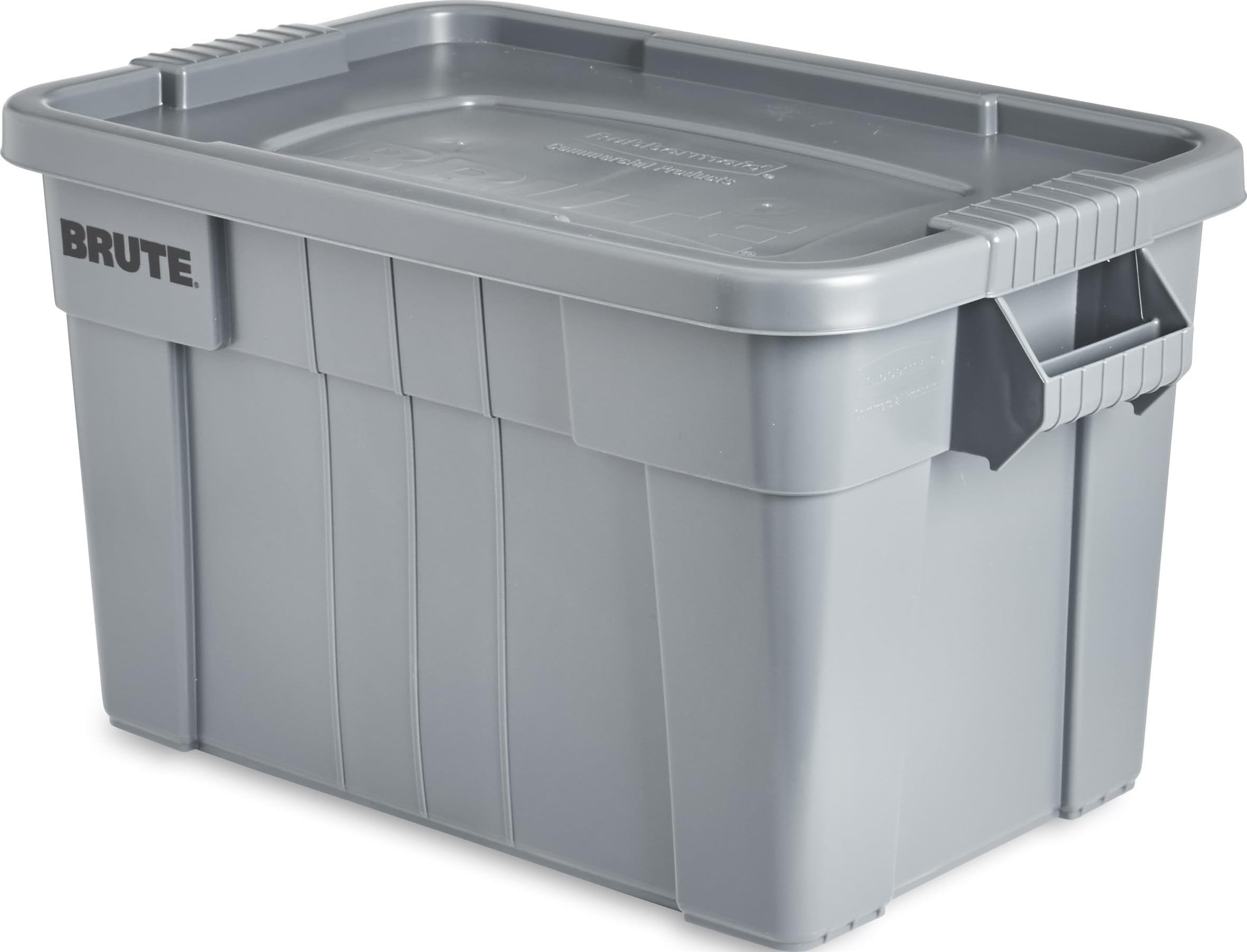 Rubbermaid Commercial Products BRUTE Tote Storage Bin with Lid | Heavy-Duty Storage Container for Transport and Organization | 76 l, Gray