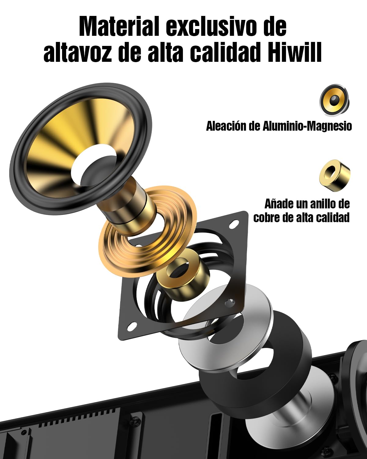 Hiwill 4.1 Barra de Sonido con Dolby Atmos, 300W Barras de Sonido para TV con Subwoofer, 2 Altavoces Envolventes Frontales, Home Cinema, Graves y Agudos Ajustables, HiElite A41