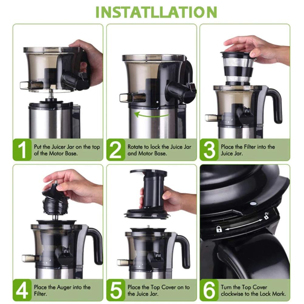 Biolomix BPA FREE 200W 40RPM Masticating Slow Juicer Low Speed Auger