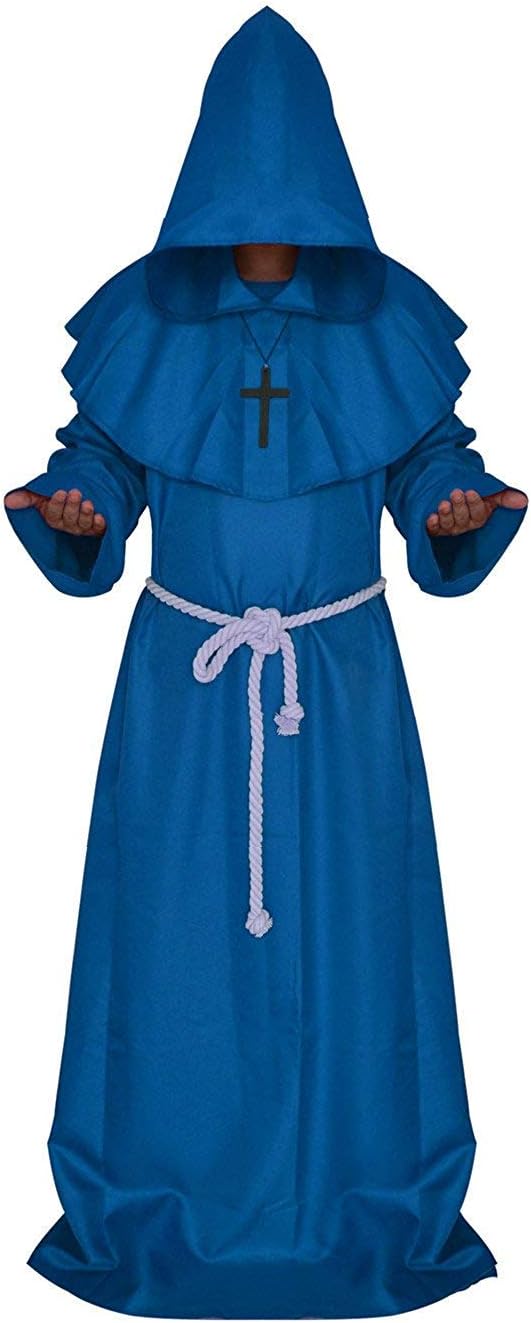 Friar Medieval Hooded Monk Renaissance Priest Robe Costume Cosplay