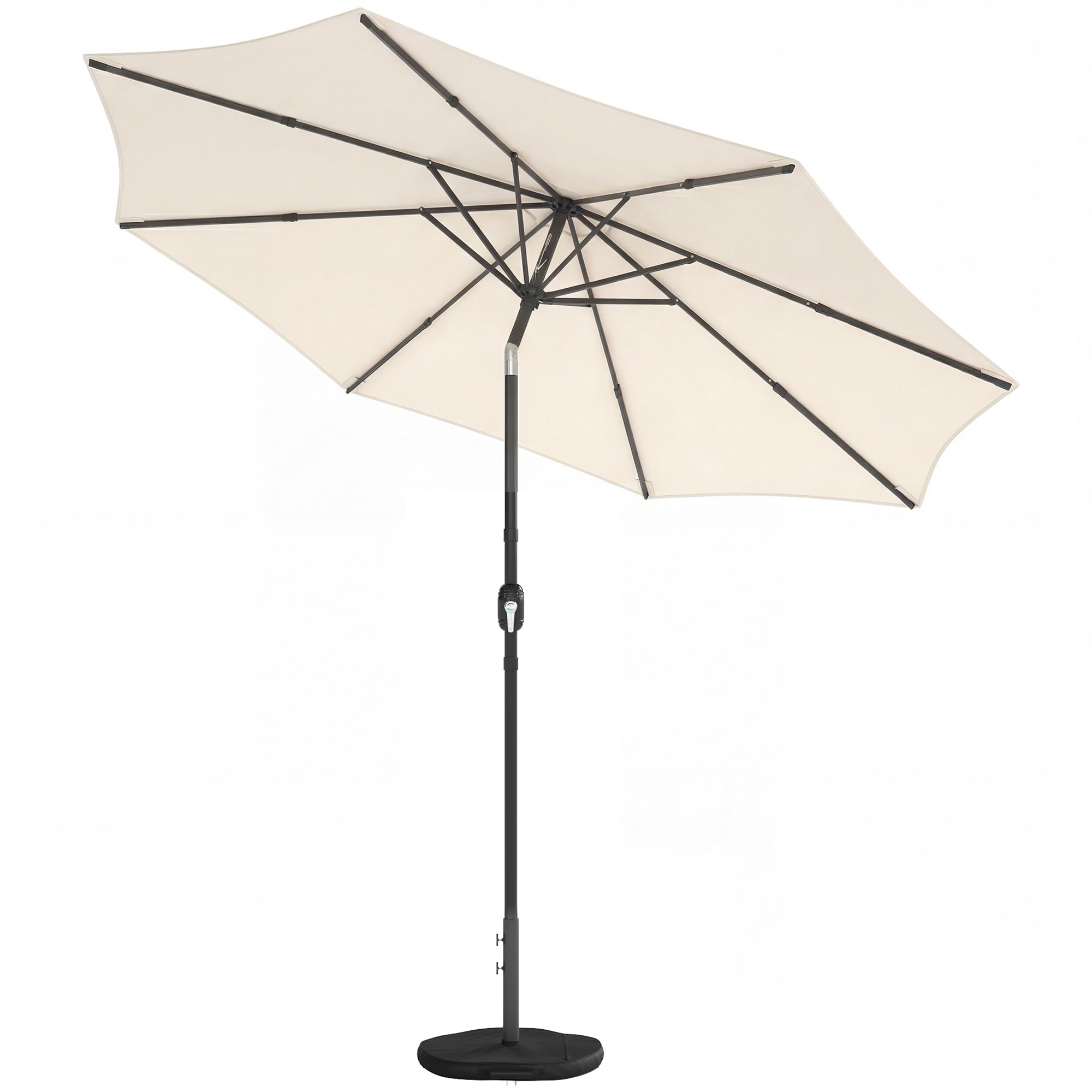 Outsunny 2.7 m Garden Parasol Umbrella with Cross Base and Sandbag, Retractable Ribs, Outdoor Table Market Patio Umbrella Sun Shade with 30 Degree Tilt and Crank, Vent — view 11
