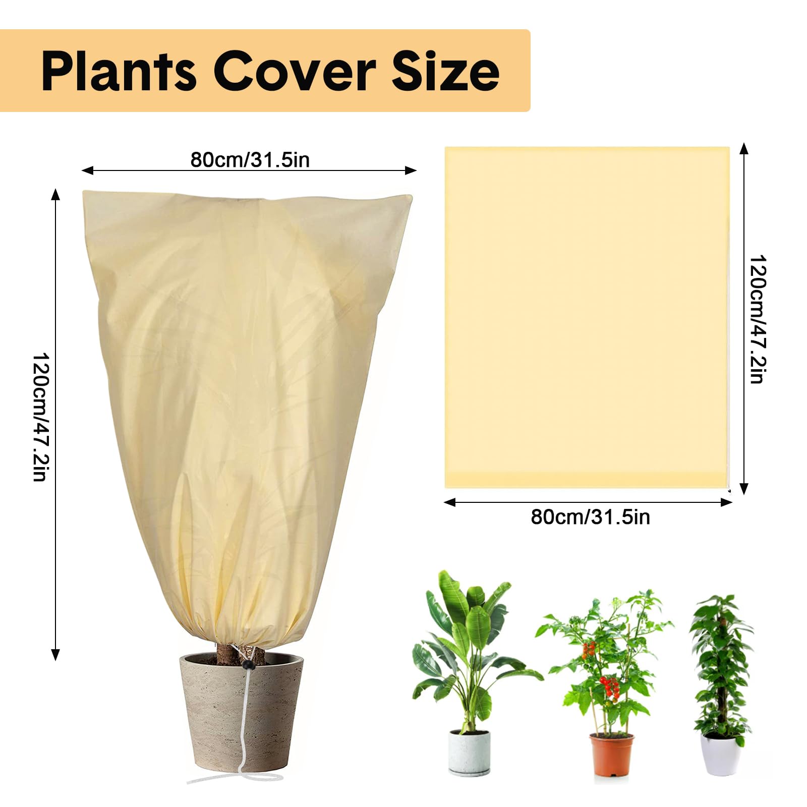 Lot De 2 Housses De Protection Contre Le Gel, 79,4 G/m² Pour Plantes D' Extérieur, Housses D'arbres Extra Larges Avec Fermeture éclair Et Cordon De Serrage, Protègent Les Plantes Du Froid, Du