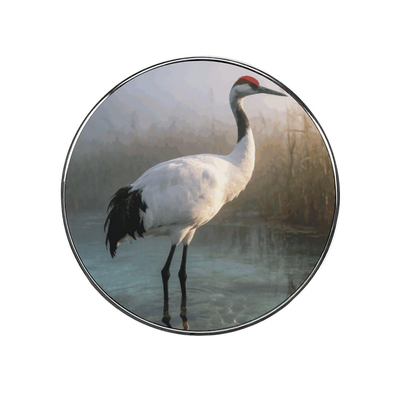 Majestic Crane Customizable Refrigerator Magnets, Strong Magnetic Fridge Stickers, Funny Round Decorative Fridge Magnets for Home Kitchen, Whiteboard, Locker, and Office