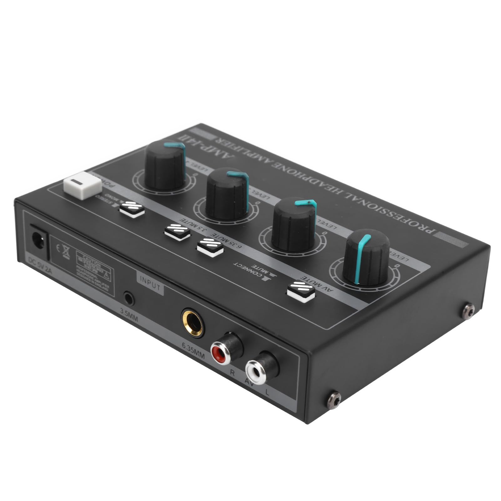 POENVFPO Amplificatore per Cuffie, Amplificatore Monitor Stereo a 4 in Lega di Ferro con Controllo del Volume Indipendente per più Ascoltatori (Spina degli Stati Uniti)
