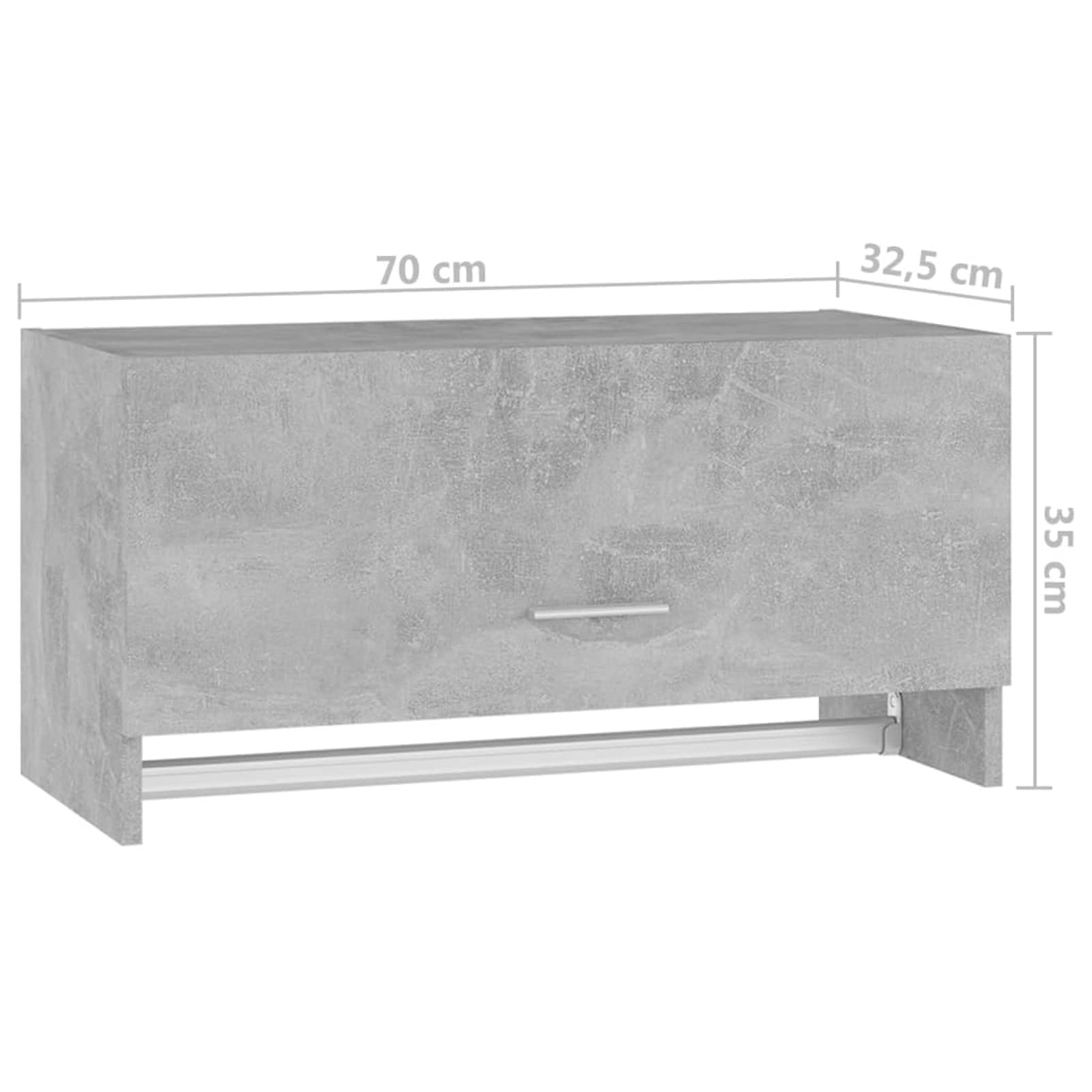 Rantry Mobile Armadio Grigio Cemento 70x32,5x35 cm in Truciolato, Salvaspazio Armadietto da Esterno, Mobili Esterno Balcone per Soggiorno, Ufficio, Camera da Letto, Bagno