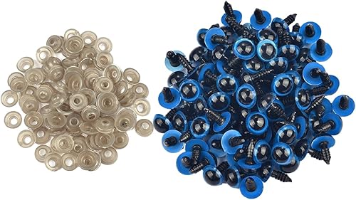 Miniatura 1 de Queenbox 100 tornillos de seguridad de plástico de 0.472 pulgadas con arandelas, globo ocular redondo de animales amigurumi, fabricación de