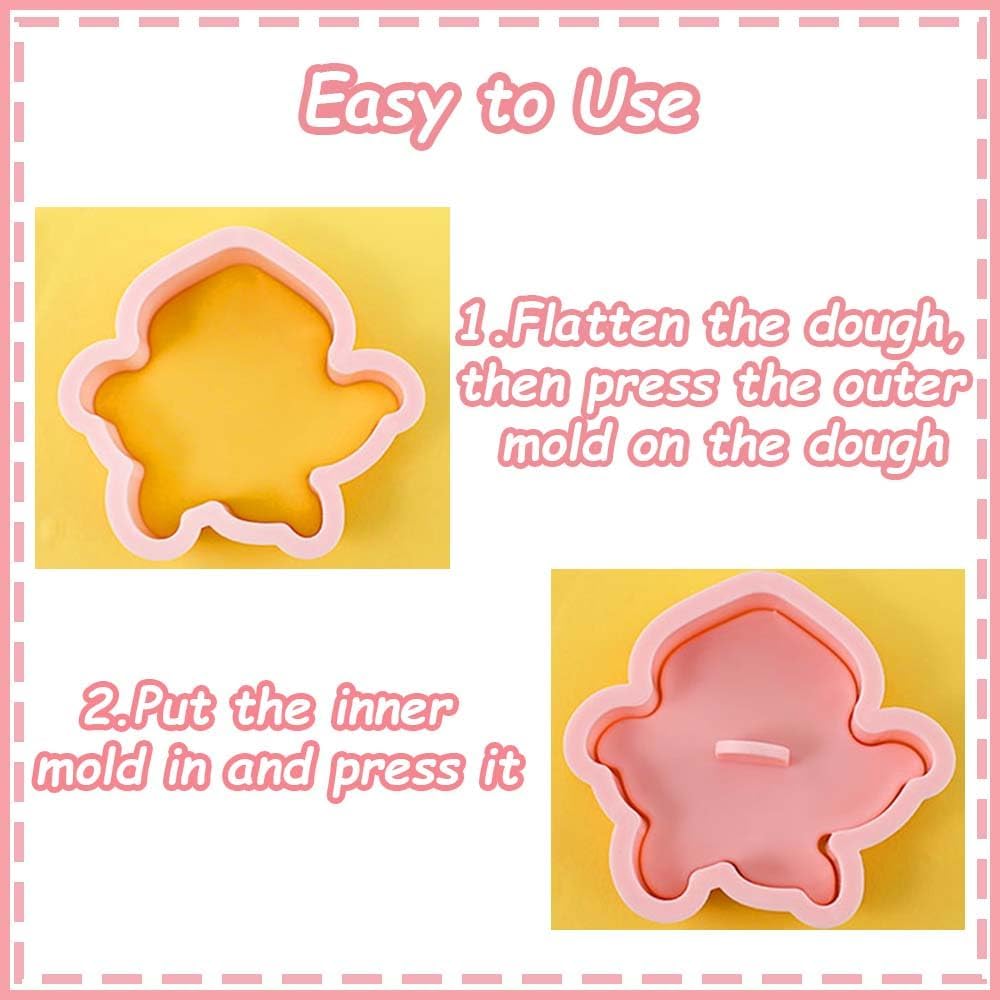 8 Mini Ocean Animal Cookie Cutters Set, 3D Raised Design Animal Embossing Stamps, Mermaid, Walrus, Octopus, Hermit Crab, Conch, Shark, Baking Molds - Image 3