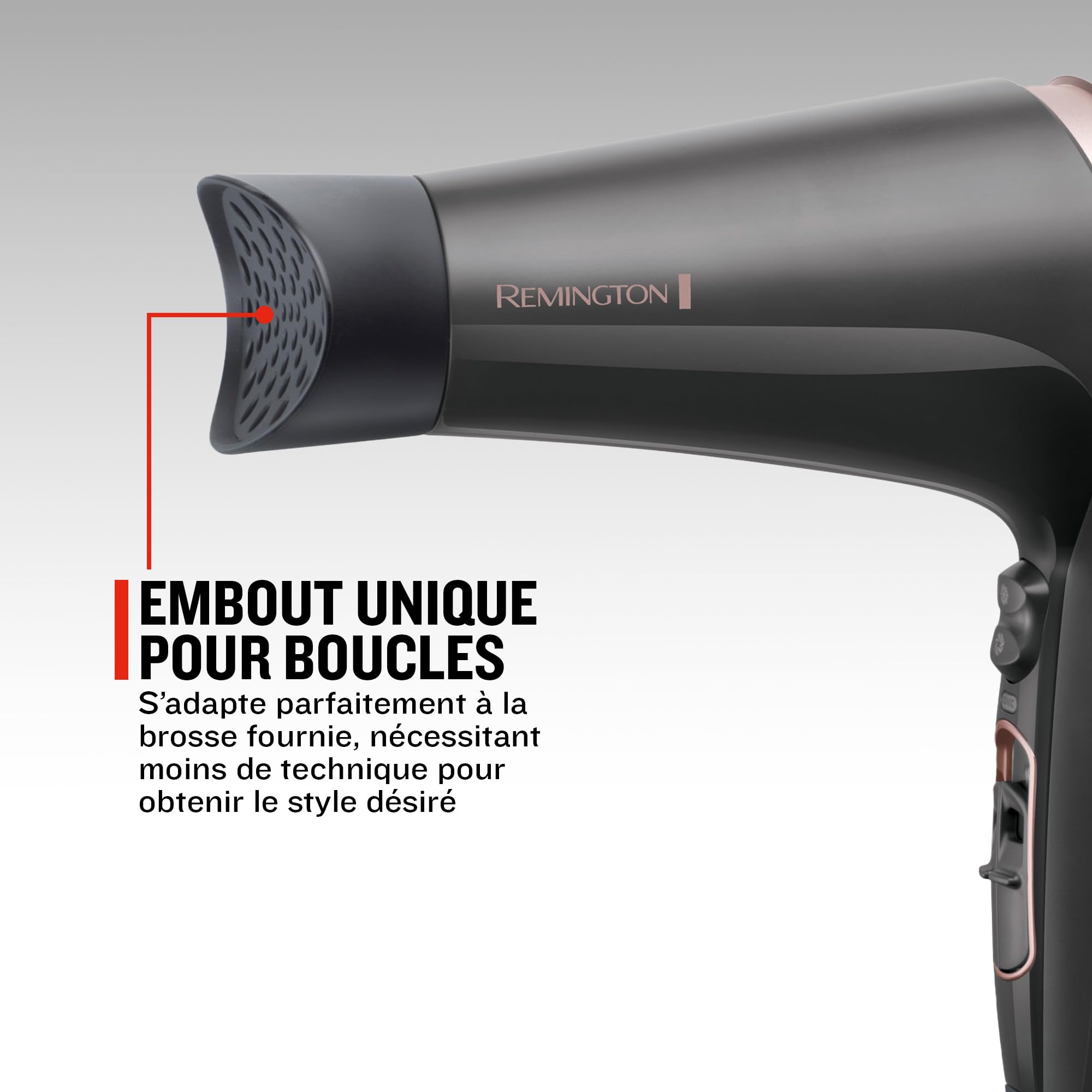 Remington Sèche-cheveux Ionique [Multifonction: boucle, ondule, lisse] Curl&Straight (2200W, 3 températures/ 2 vitesses, concentrateur incurvé unique, brosse à coiffer 45mm, accessoires) D5707