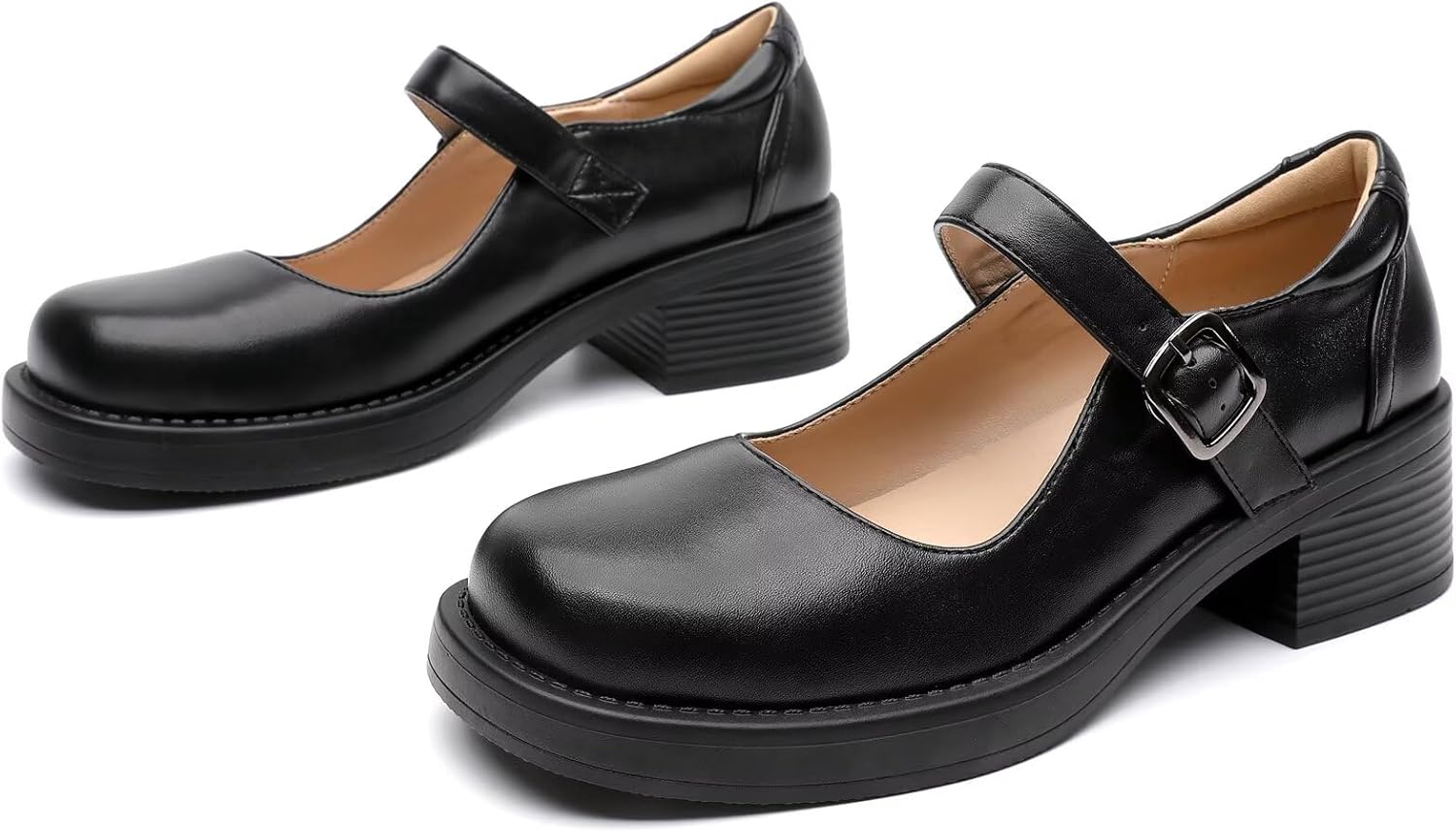 Mary Jane Heels for Women, Gothic Square Toe Ankle Strap Oxford Shoes for Women