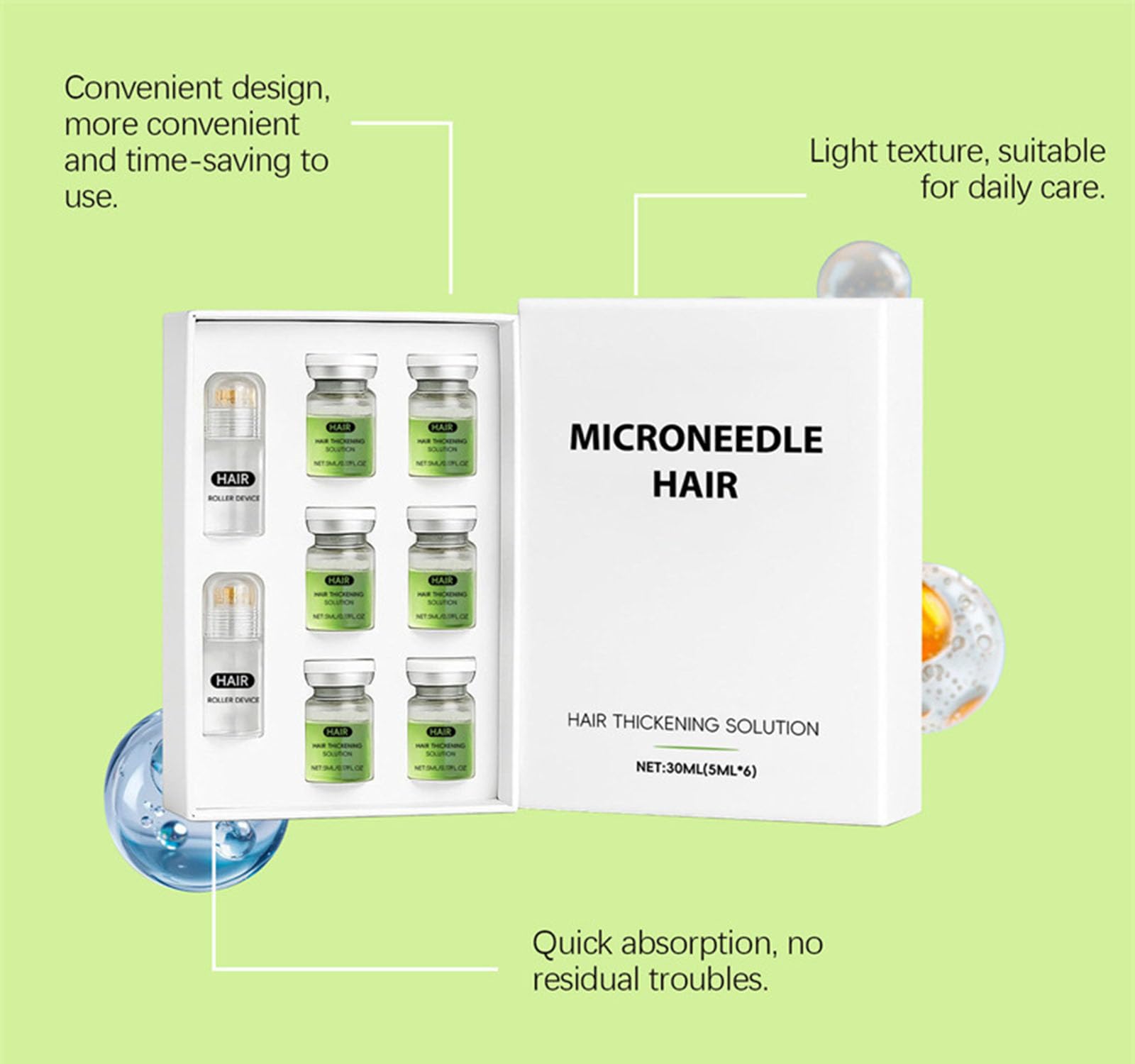 Système de repousse des cheveux Alphainfuse, traitement avancé de croissance des cheveux, sérum de croissance des cheveu-x micro-aiguilles, traitement pour plus épais, renforce les racines (1PC)