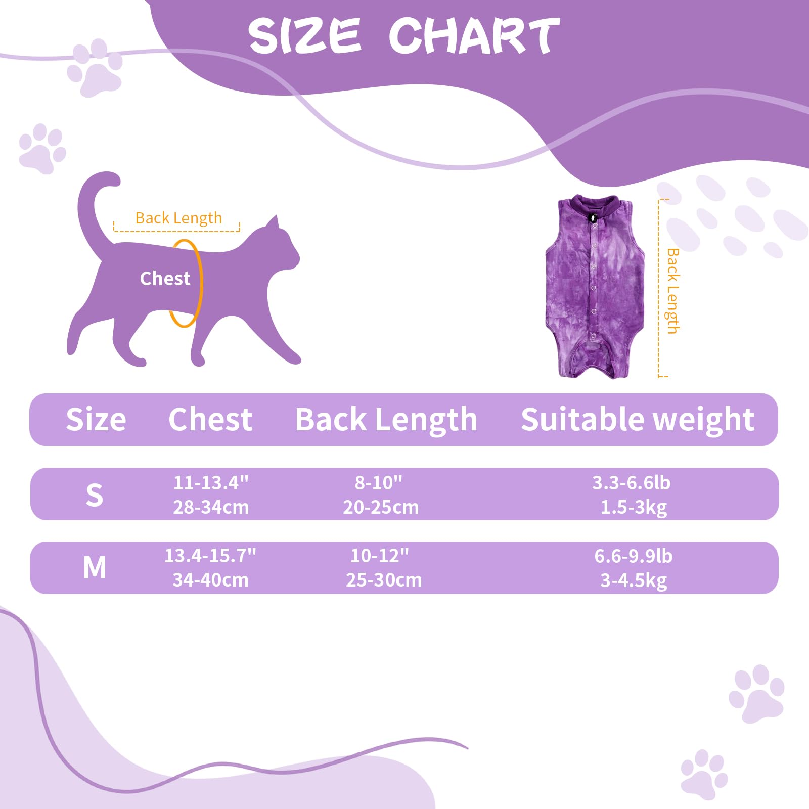 GOZINA Cat Recovery Suit, Anti-licking Cat Surgery Recovery Suit, Breathable Post-Surgery Onesie for Female Cats (Purple, M) - Image 2