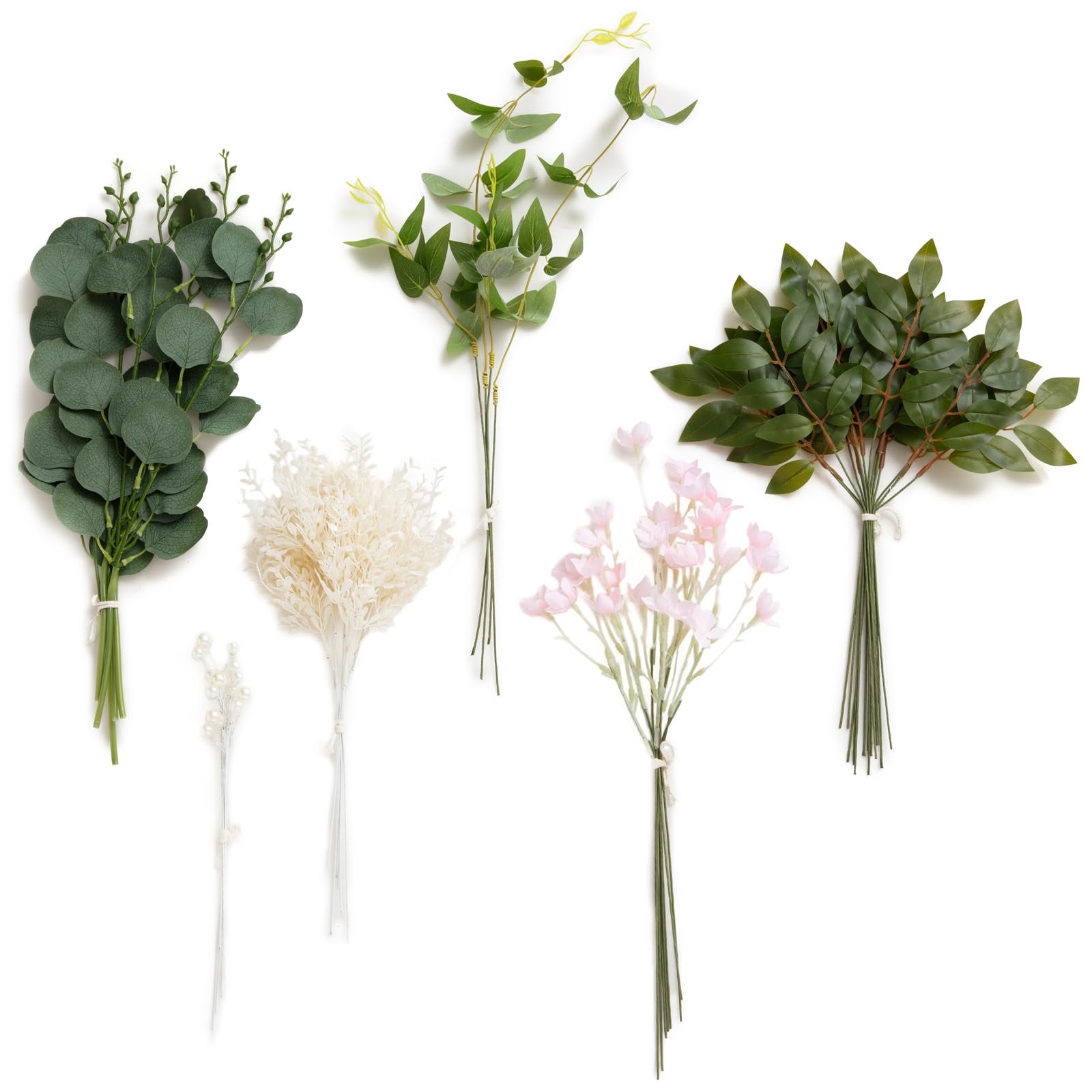 Lings Moment künstliche Blume Faux gefälschtes Grün Stängel Picks Box Set Combo für Wohnkultur Indoor Outdoor