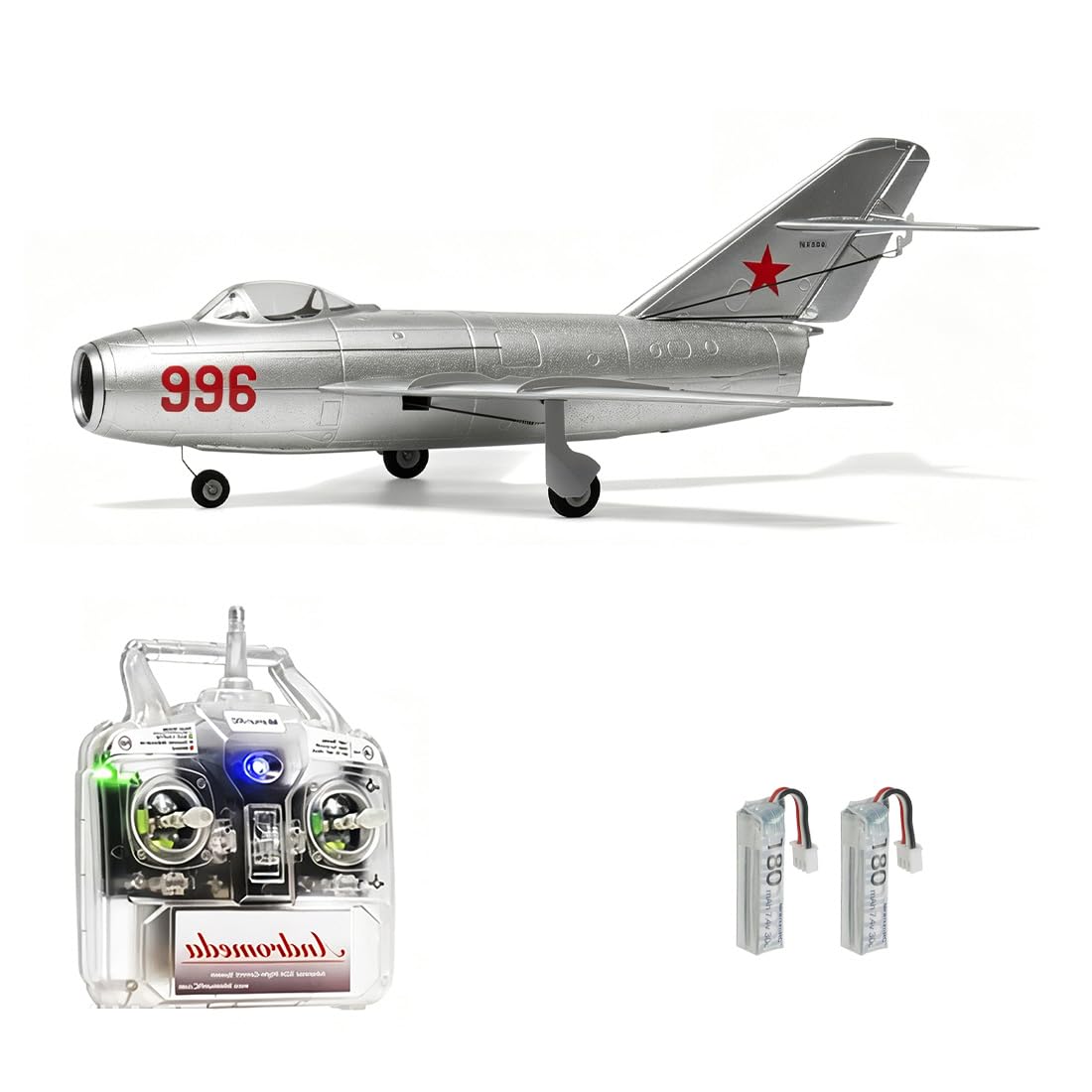 MinimumRC MiG-15 Micro RC Jet Flugzeug Modell Mit 30 Mm Impeller, 2S 7,4 V, Kreiselstabilisiertes 4CH Modellflugzeug Für Outdoor Luftfahrtbegeisterte(Gas Links/Brushless-Motor / 2 Akkus)