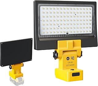 Cordless LED Work Lights for Dewalt 18V/20V Battery,34W 3400Lumens Battery Powered Portable Flood Lights for Emergencies, Camping, Outdoor Job Site Work Light