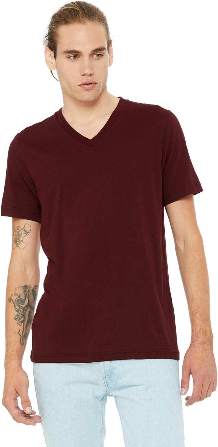 Bella mens Unisex Jersey Short-Sleeve V-Neck T-Shirt(3005)-WHITE SLUB-L