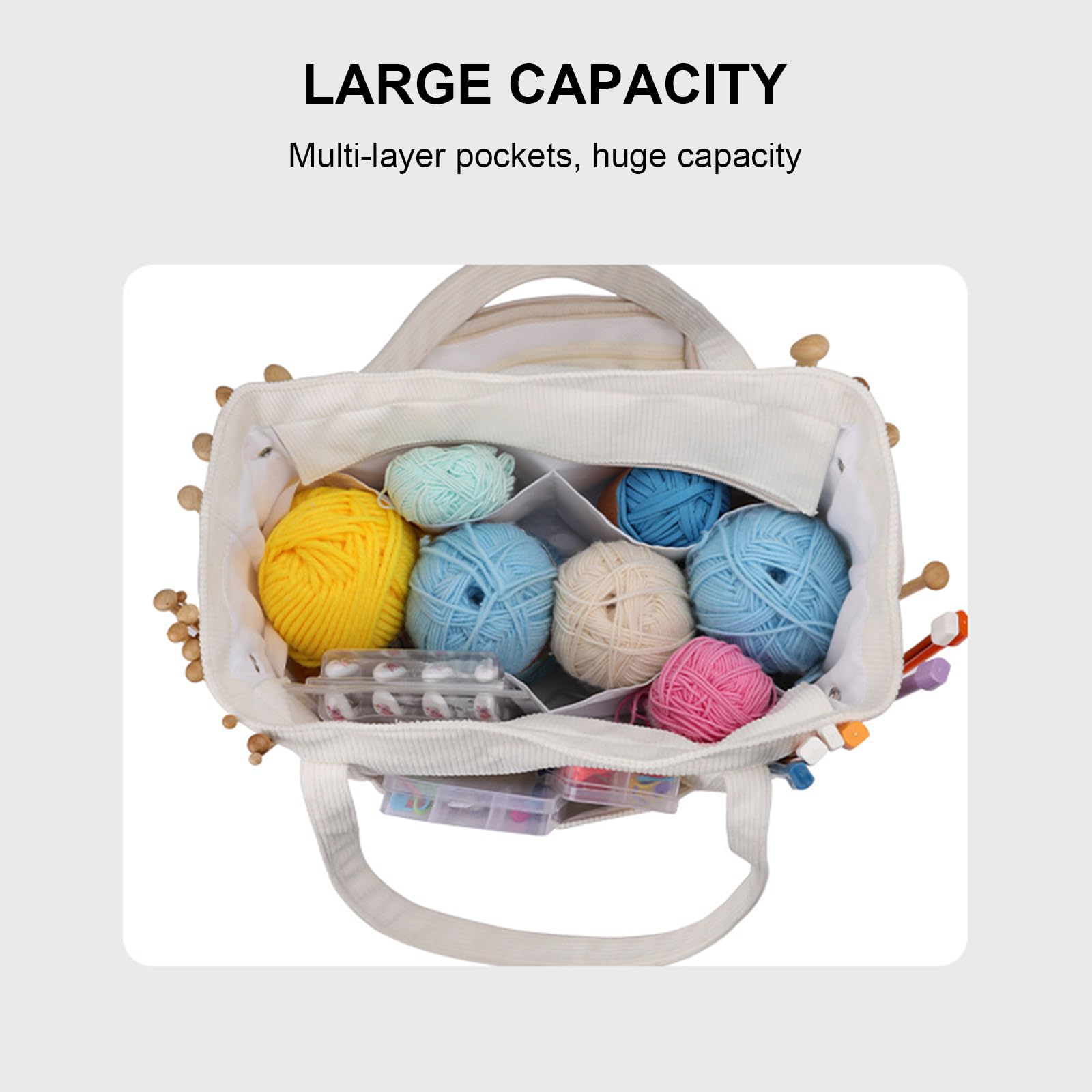 Bolsa organizadora de ganchillo, bolsa de almacenamiento de hilo, bolsa de viaje para proyectos de manualidades, para patrón de ganchillo, hilo, gancho, aguja
