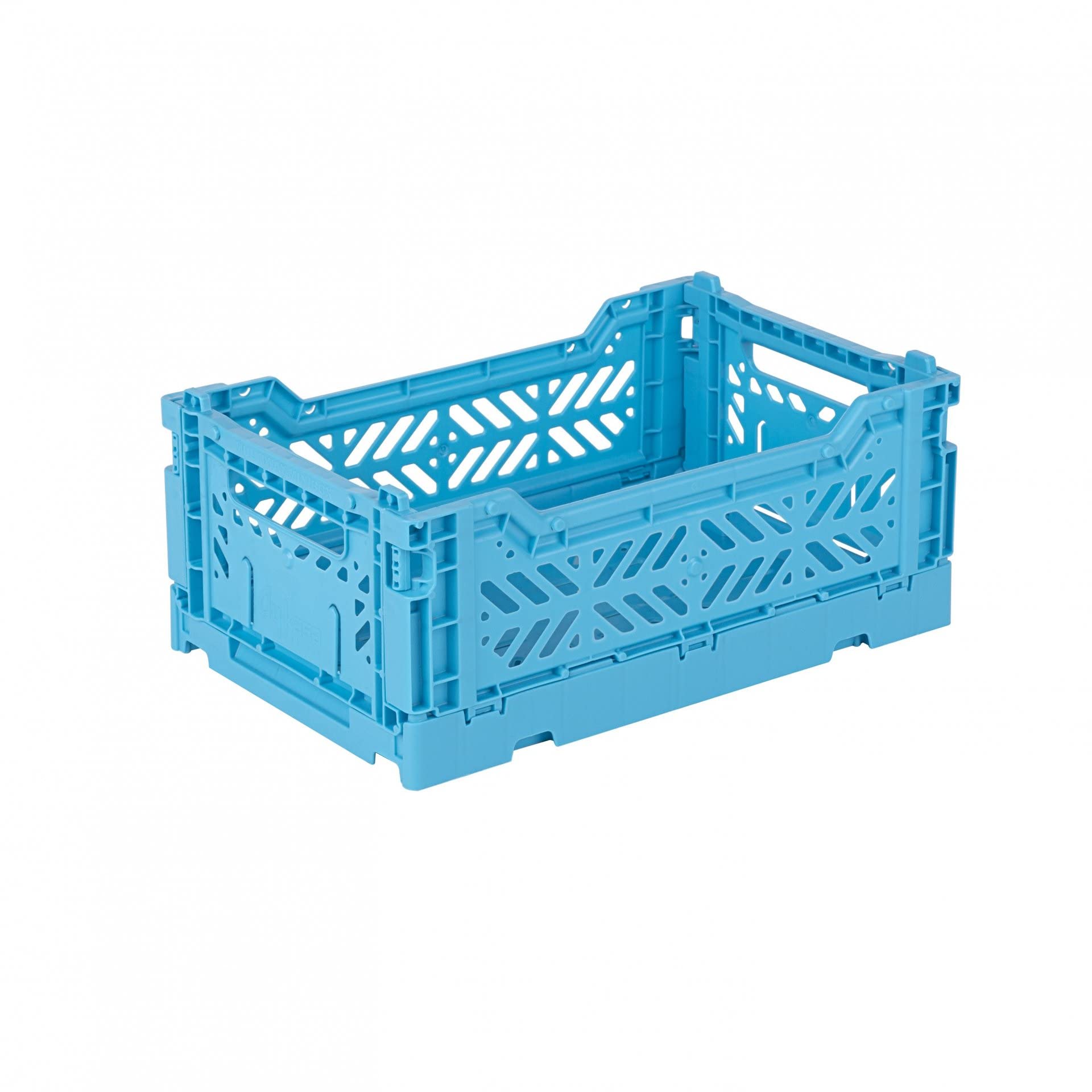 Aykasa Turqouise Ay-Kasa Folding Box, Sturdy Plastic Folding Box, Stackable, Turquoise, Mini (27 X 17 X 11 Cm)