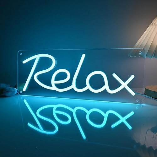 Miniatura 5 de Britrio Letrero LED de neón para relajarse, luz azul hielo, luz nocturna para habitación de niños, cueva de hombre, sala de juegos, dormitorio,