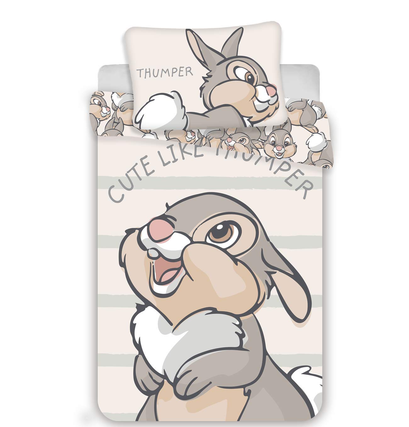 Disney Bambi Tambor Juego de ropa de cama, 2 piezas Tamaño: 100 x 135 cm, 40 x 60 cm, 100 % algodón