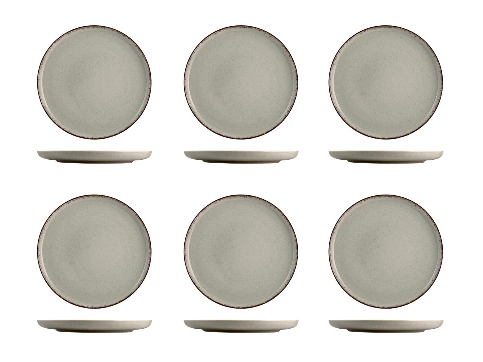H&H Set of 6 Pearl Fruit Plates 19 cm Grey