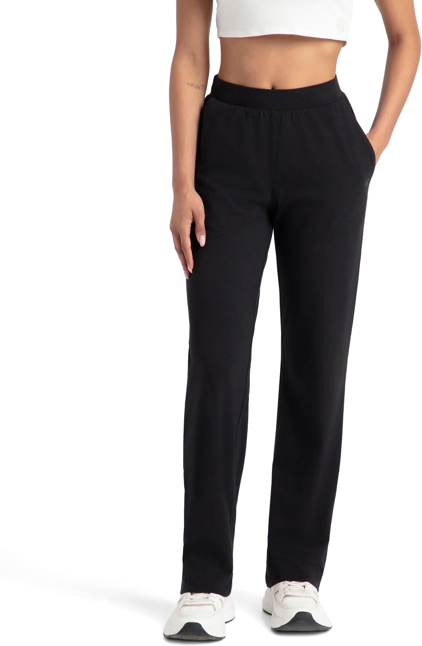 1302 Women Super Combed Cotton Elastane Relaxed Fit Trackpants