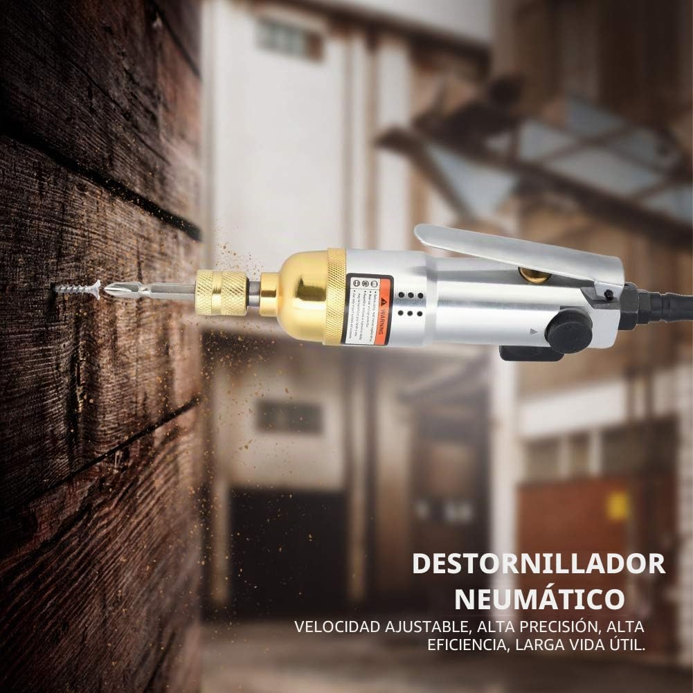 Akozon Destornillador neumático, 1/4 "Mano Recta Manual 9000 rpm Tornillo Reversible Uso en Industria ligera（KP-8041 5H）