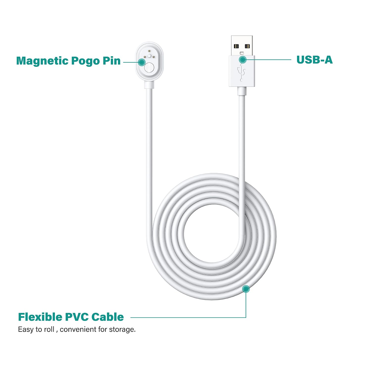 TUSITA 10-ft. da Esterno Cavo di Ricarica Magnetico Compatibile con Arlo Ultra 1 2 Pro 3 4 5 2K - 3M, Bianco