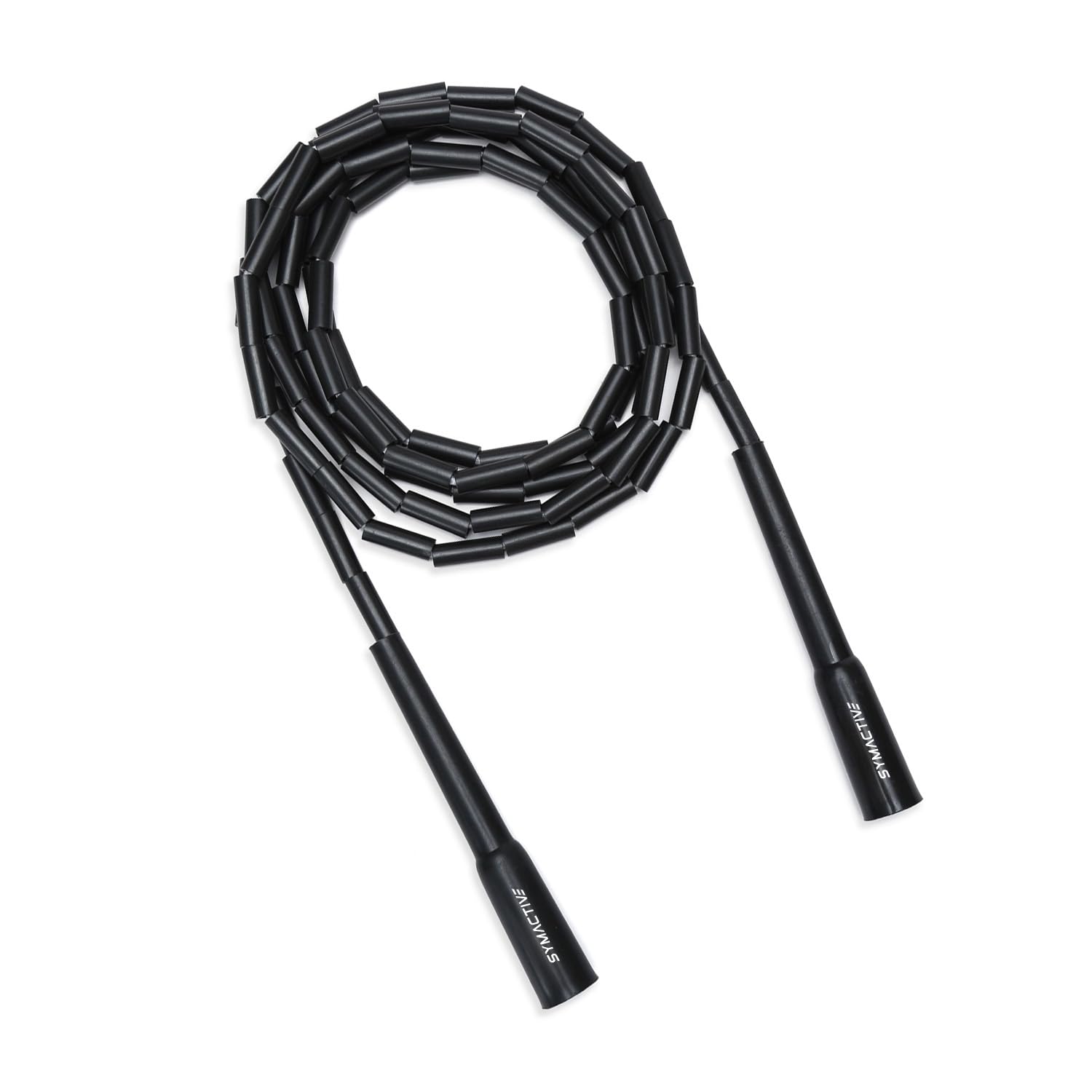 Amazon Brand - Symactive Polyvinyl Chloride Freestyle Beaded adjustable Jumping Rope, Skipping Rope For Tricks And Releases (BLACK)