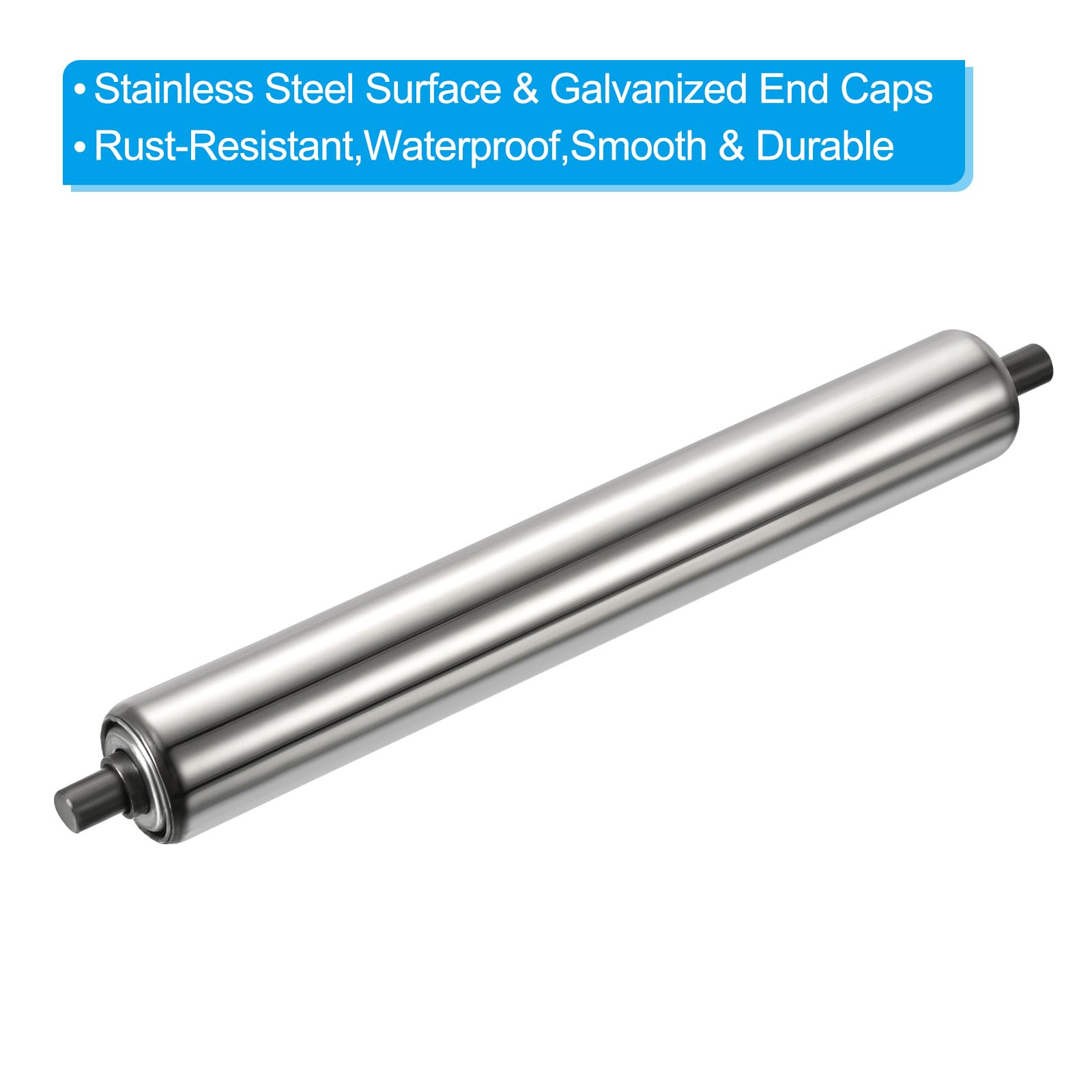 PATIKIL Trasportatore Rulli 3" Diametro 14" Lunghezza 2pz Inox Acciaio Trasmissione Sostituzione Parte Zincato Fine Argento