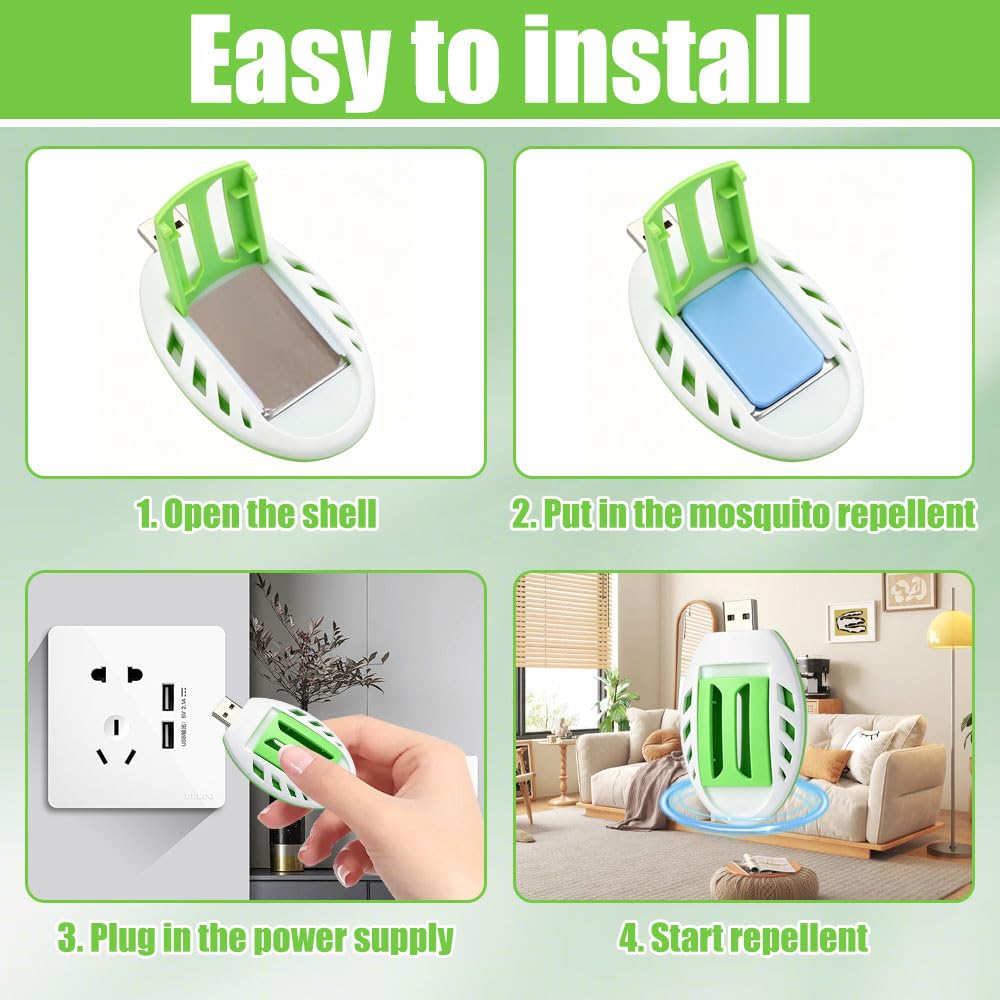 3 sztuki wtyków na komary, przenośna, USB, elektryczna ochrona przed komarami, ze 120 tabletkami odstraszającymi komary, gniazdka, ochrona przed komarami, na wędrówki, do użytku na świeżym powietrzu