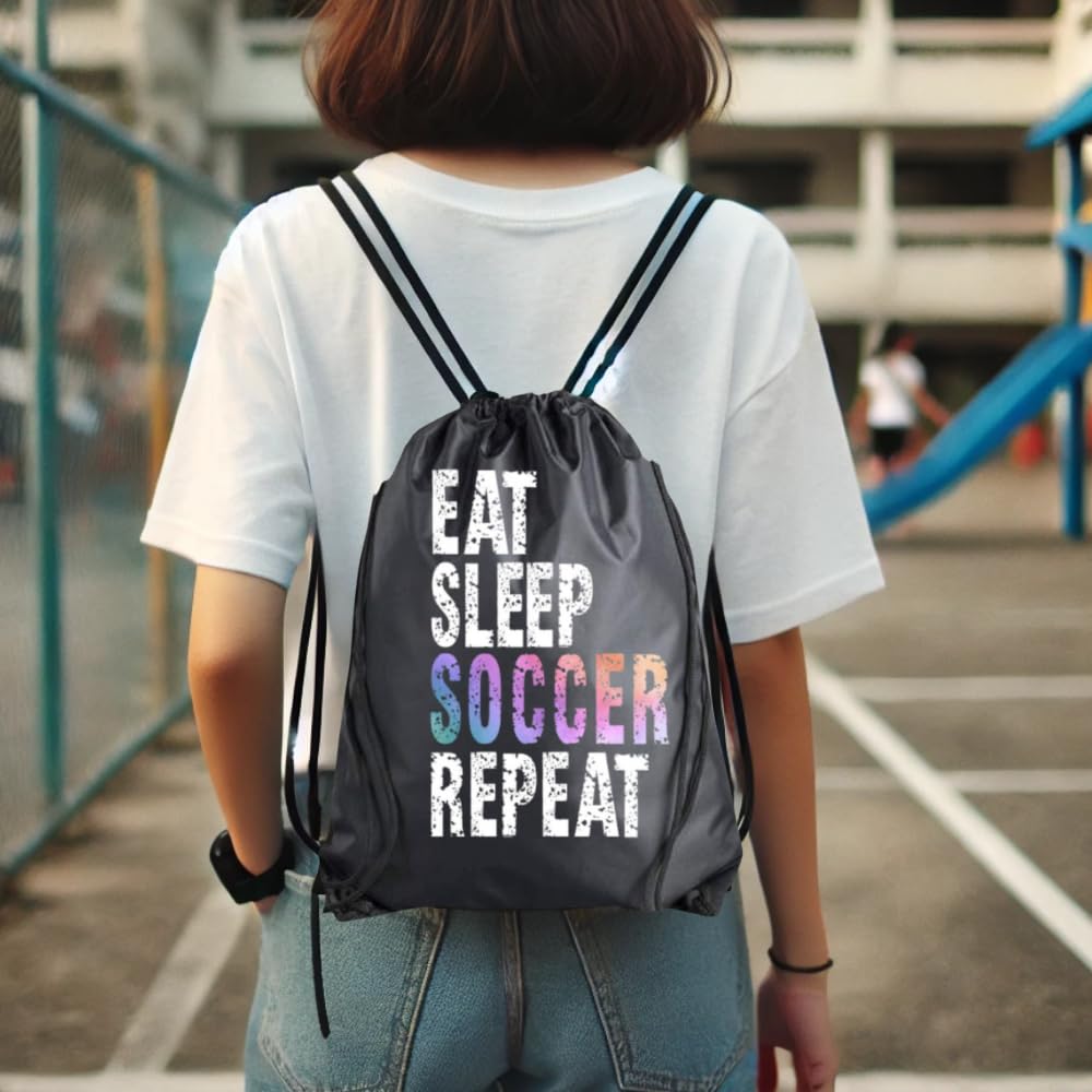 Bolsa de fútbol con cordón para niñas, mochila repetida para comer y dormir, regalo para jugador de fútbol, bolsa deportiva