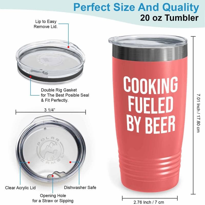Hobby Beer Lover Coral Tumbler 20oz - cooking fueled by beer - Culinary Gift Cooks Kitchen Cooking Guru Restaurant Cuisine Waiter Cooker